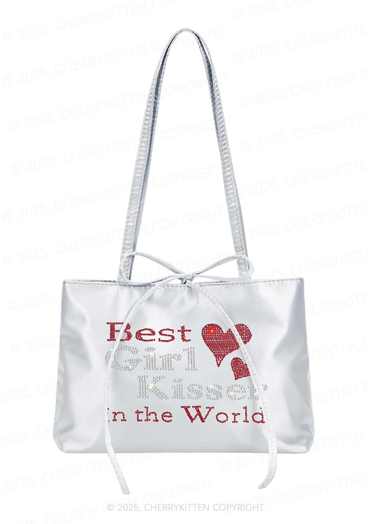 Rhinestone Best Girl Kisser Pride Y2K Satin Bags Cherrykitten - Image 2