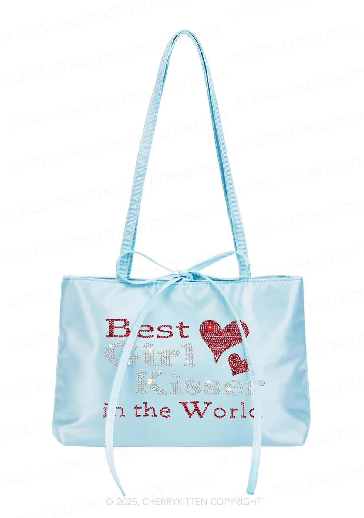 Rhinestone Best Girl Kisser Pride Y2K Satin Bags Cherrykitten - Image 3