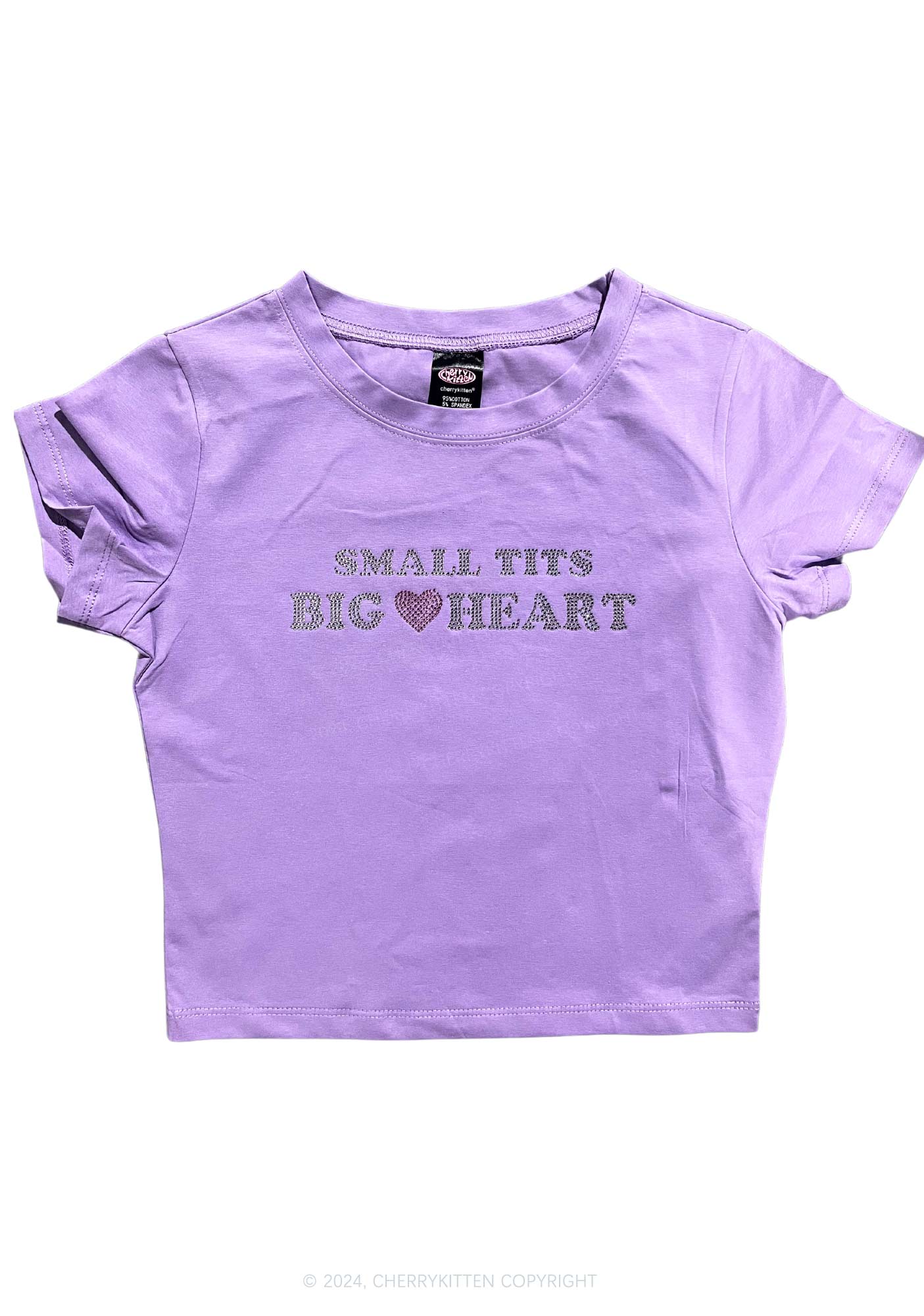 Rhinestone Big Heart Y2K Baby Tee Cherrykitten - Image 4
