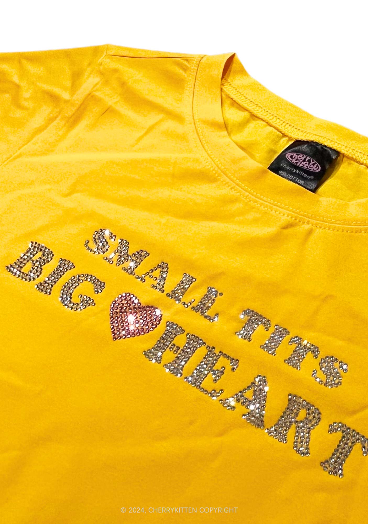 Rhinestone Big Heart Y2K Baby Tee Cherrykitten - Image 5