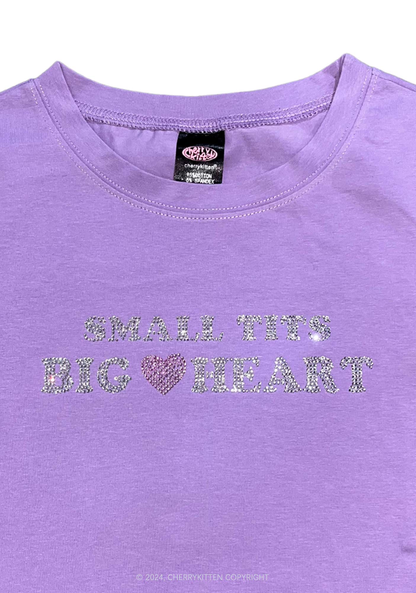 Rhinestone Big Heart Y2K Baby Tee Cherrykitten - Image 6