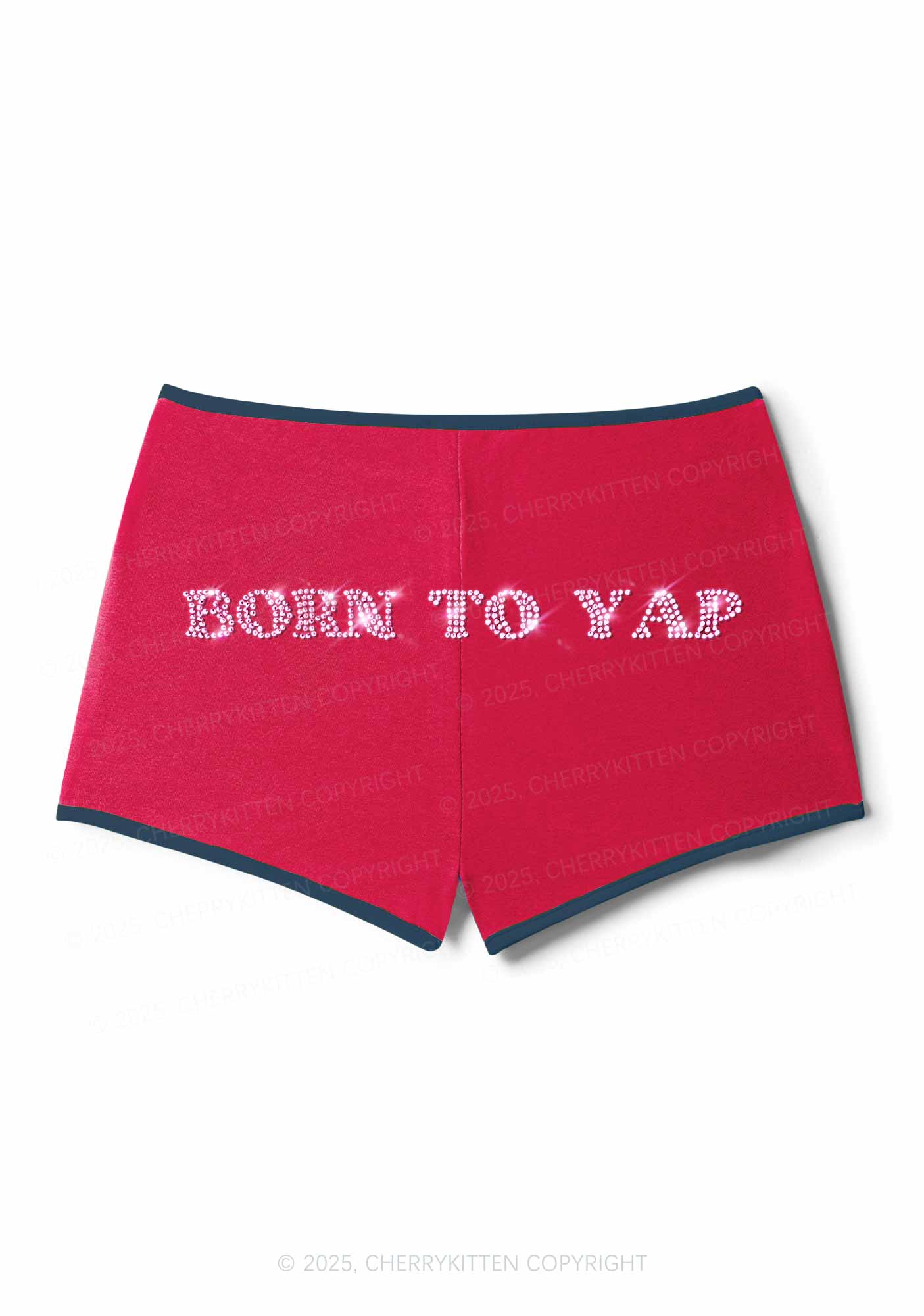 Rhinestone Born To Yap Y2K Booty Shorts Cherrykitten - Image 5
