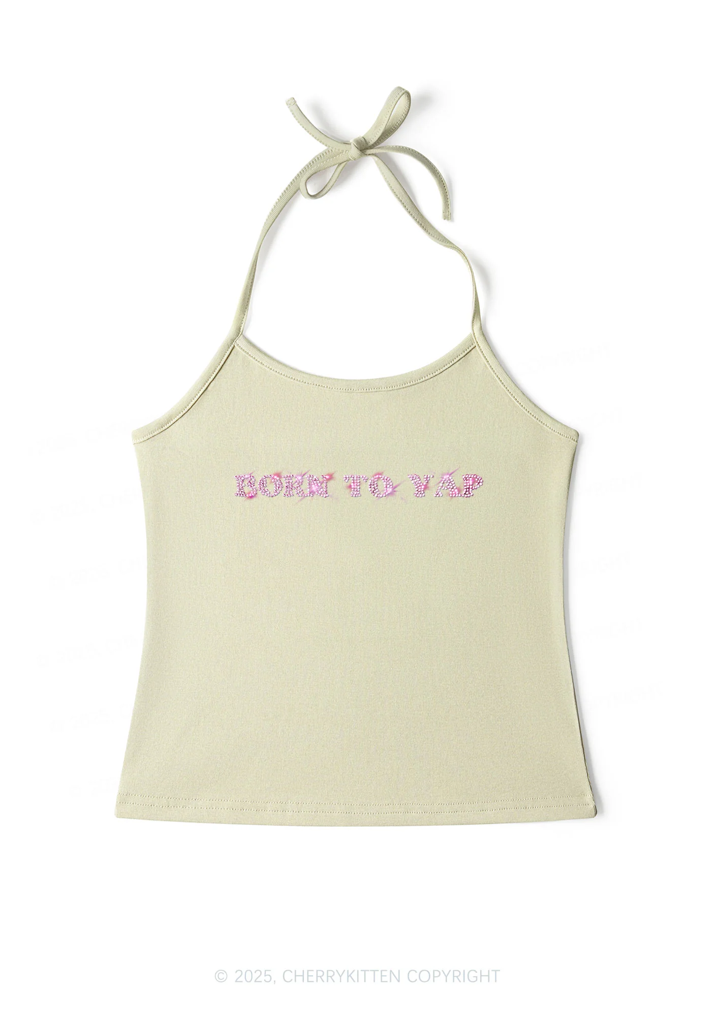 Rhinestone Born To Yap Y2K Halter Neck Cami Cherrykitten - Image 4