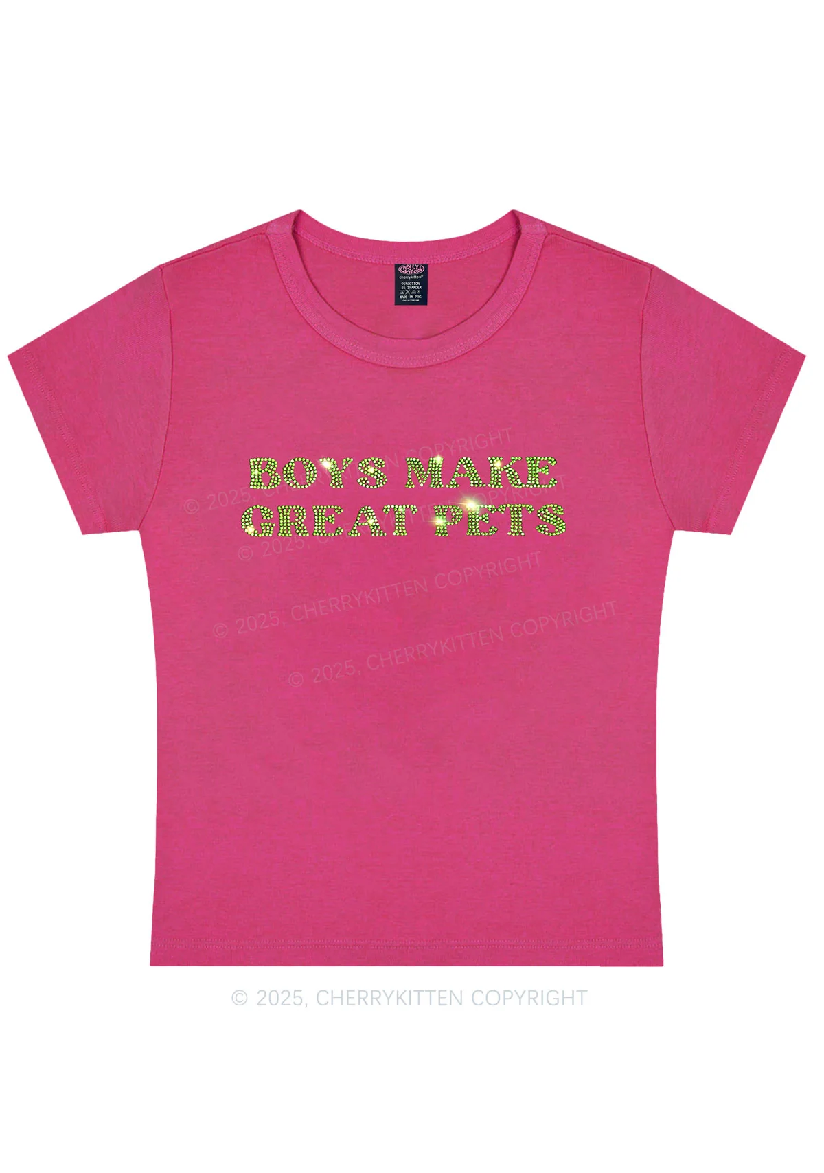 Rhinestone Boys Make Gr8 Pets Y2K Baby Tee Cherrykitten - Image 4