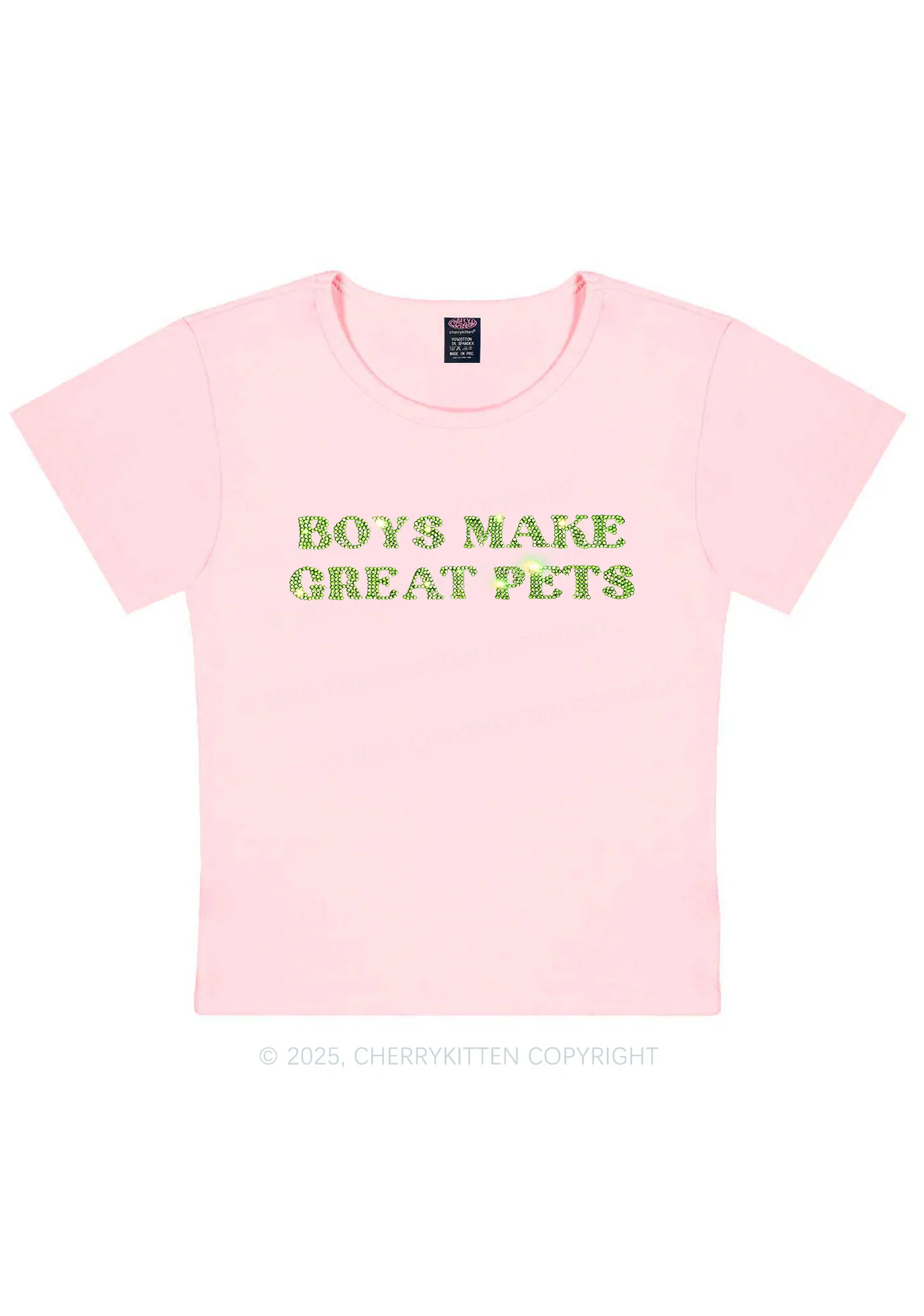 Rhinestone Boys Make Gr8 Pets Y2K Baby Tee Cherrykitten - Image 9