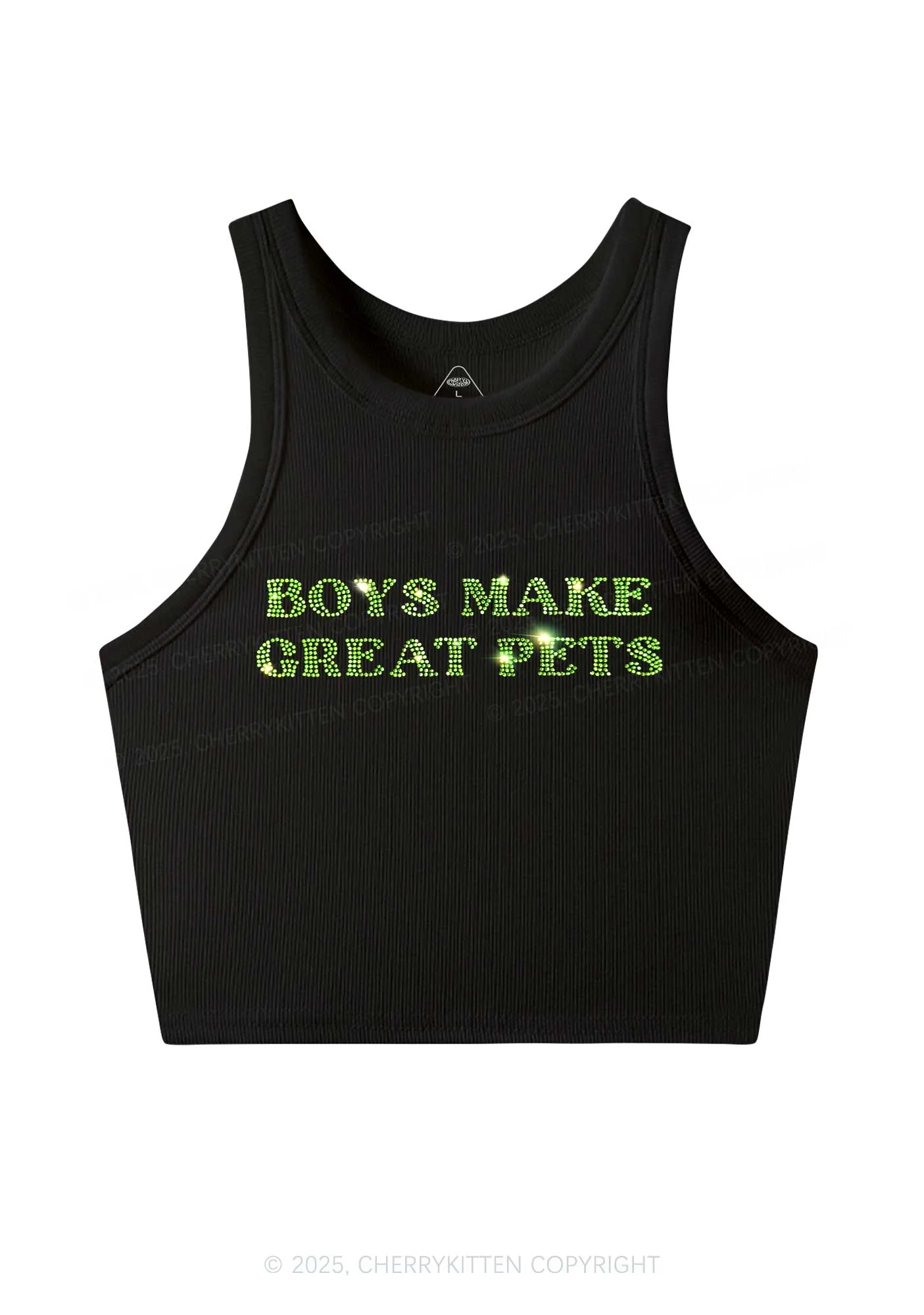 Rhinestone Boys Make Gr8 Pets Y2K Crop Tank Top Cherrykitten - Image 3