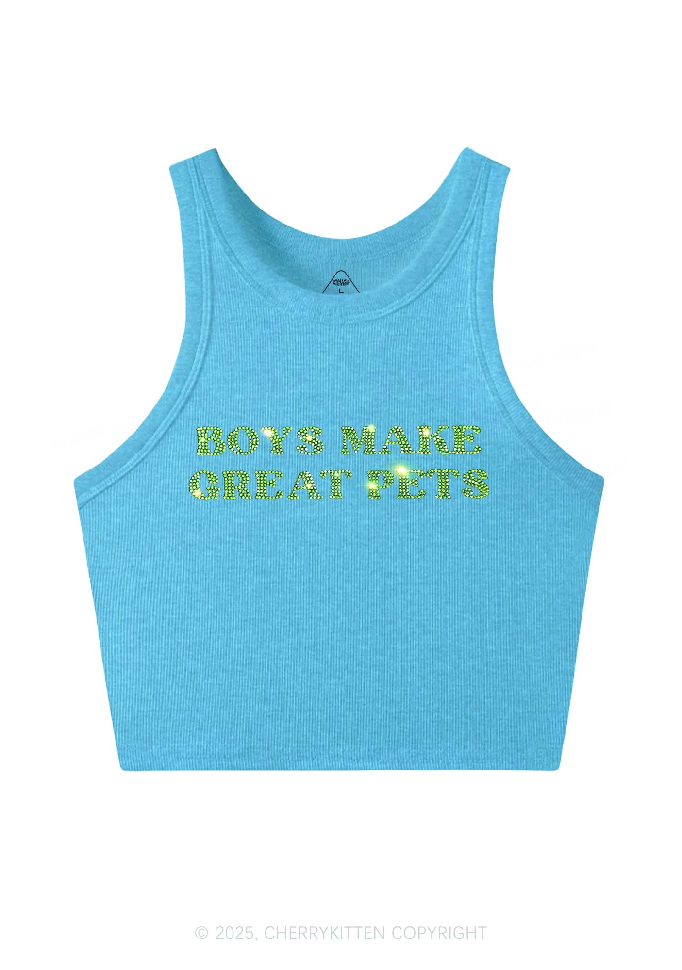 Rhinestone Boys Make Gr8 Pets Y2K Crop Tank Top Cherrykitten - Image 4