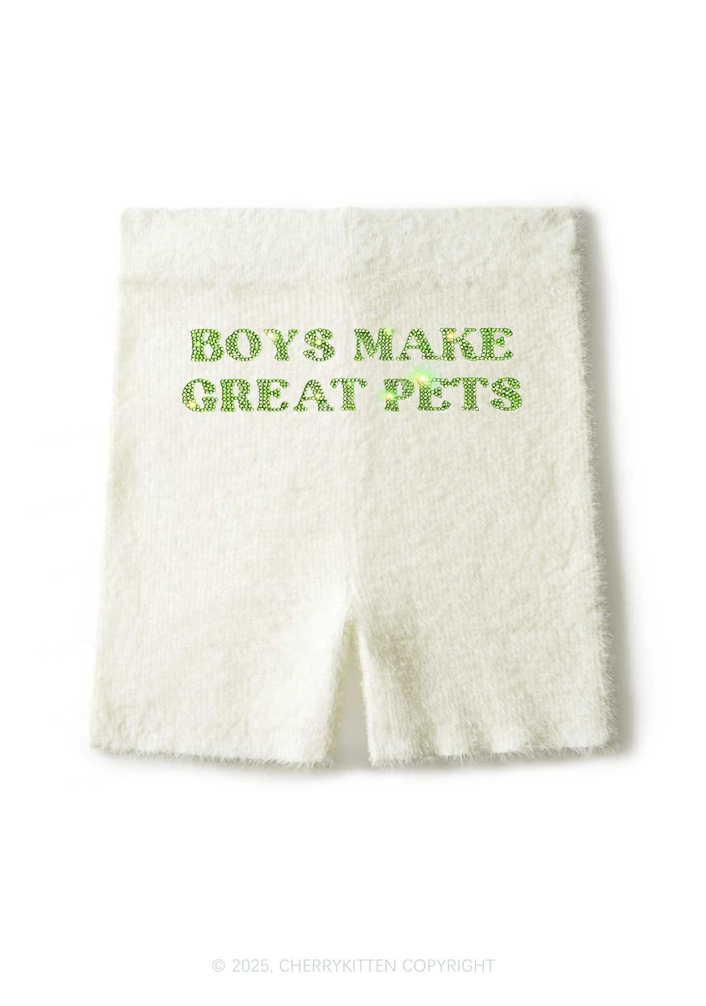 Rhinestone Boys Make Gr8 Pets Y2K Fluffy Shorts Cherrykitten - Image 2