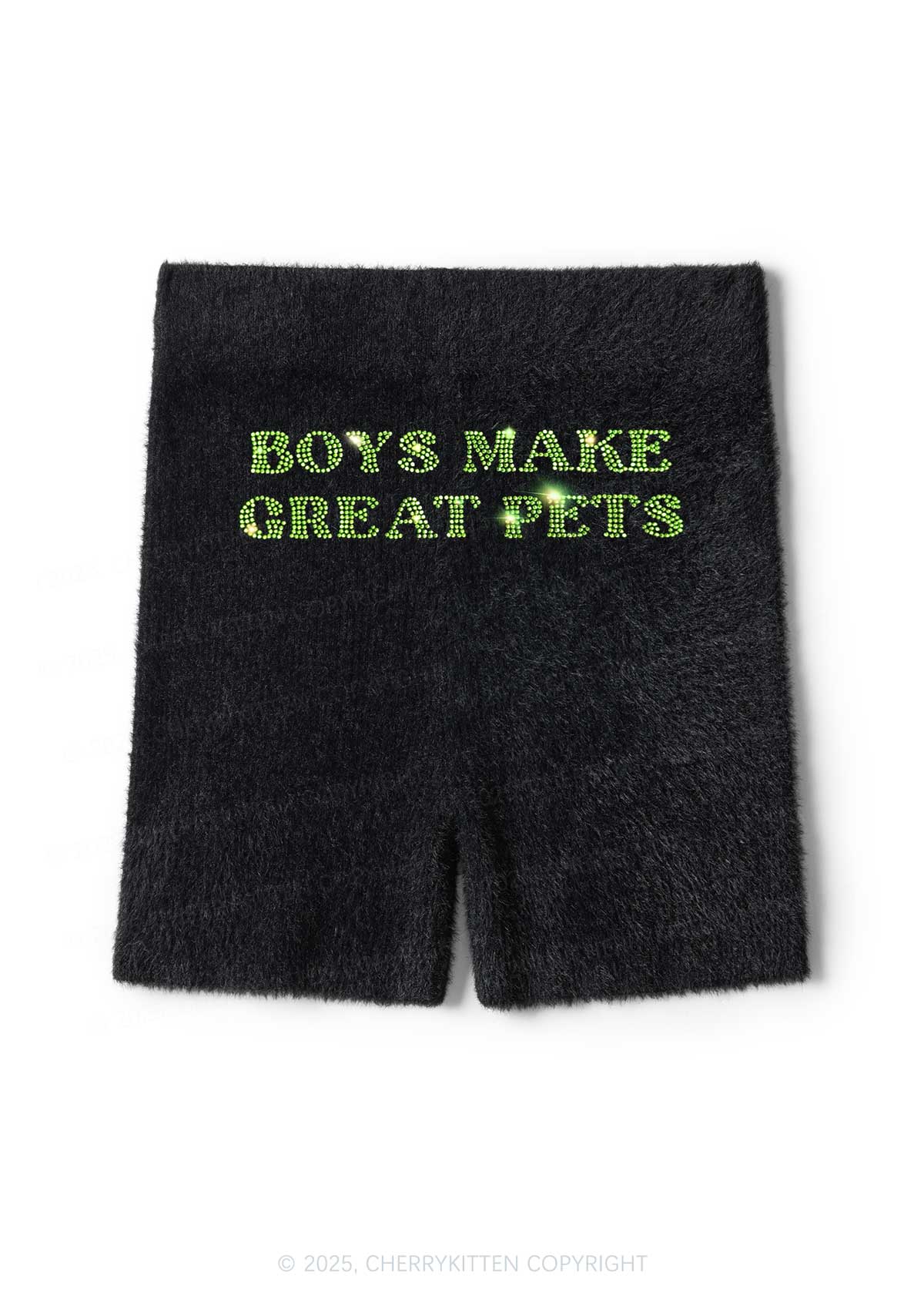 Rhinestone Boys Make Gr8 Pets Y2K Fluffy Shorts Cherrykitten - Image 3