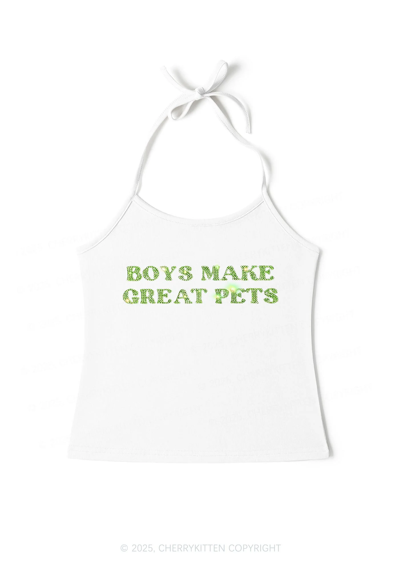 Rhinestone Boys Make Gr8 Pets Y2K Halter Neck Cami Cherrykitten - Image 3