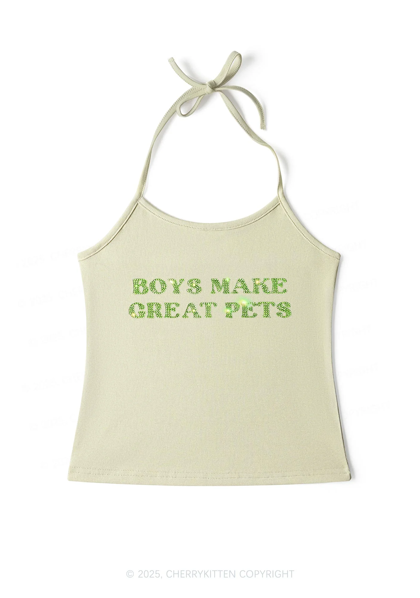 Rhinestone Boys Make Gr8 Pets Y2K Halter Neck Cami Cherrykitten - Image 5