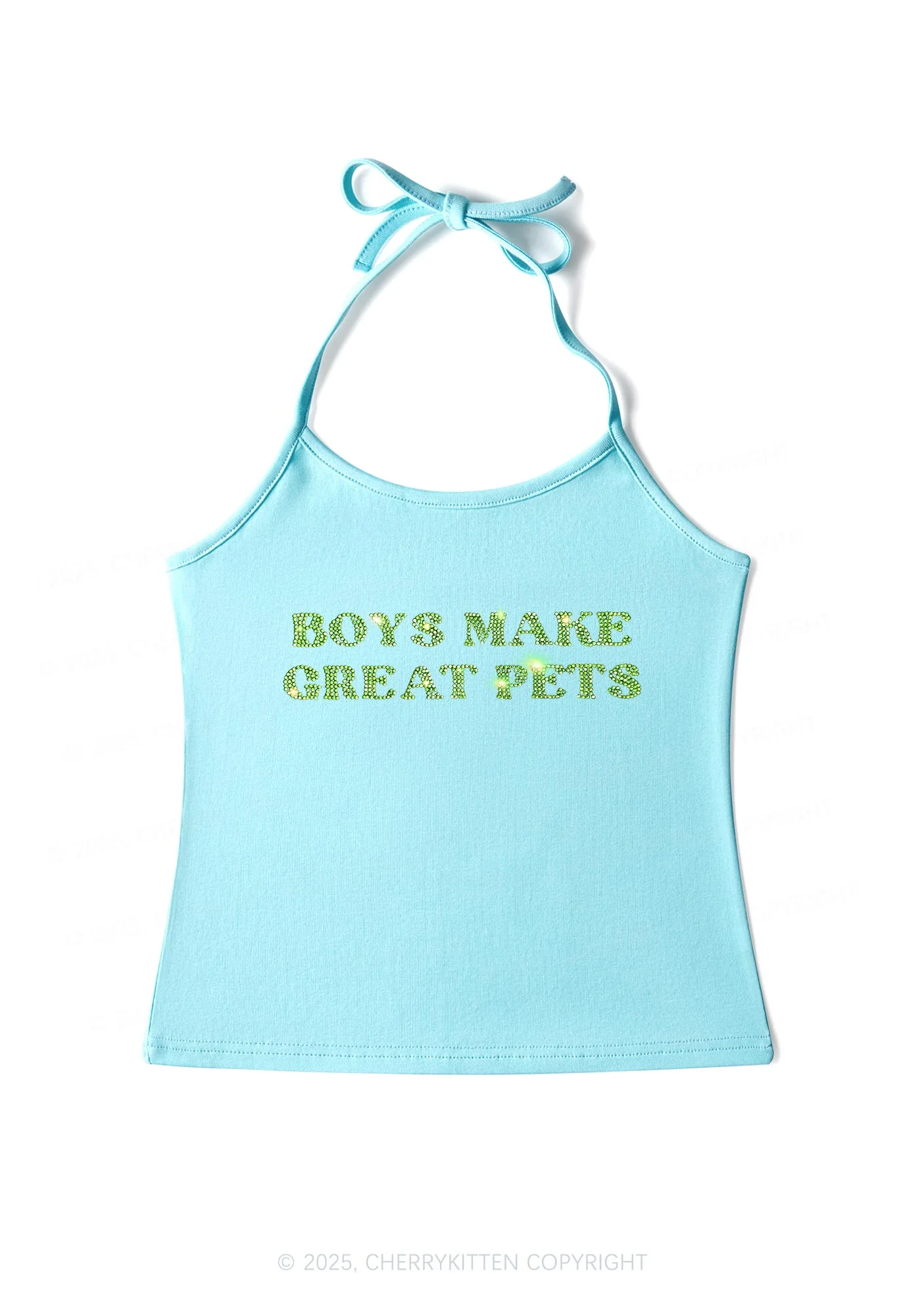 Rhinestone Boys Make Gr8 Pets Y2K Halter Neck Cami Cherrykitten - Image 6