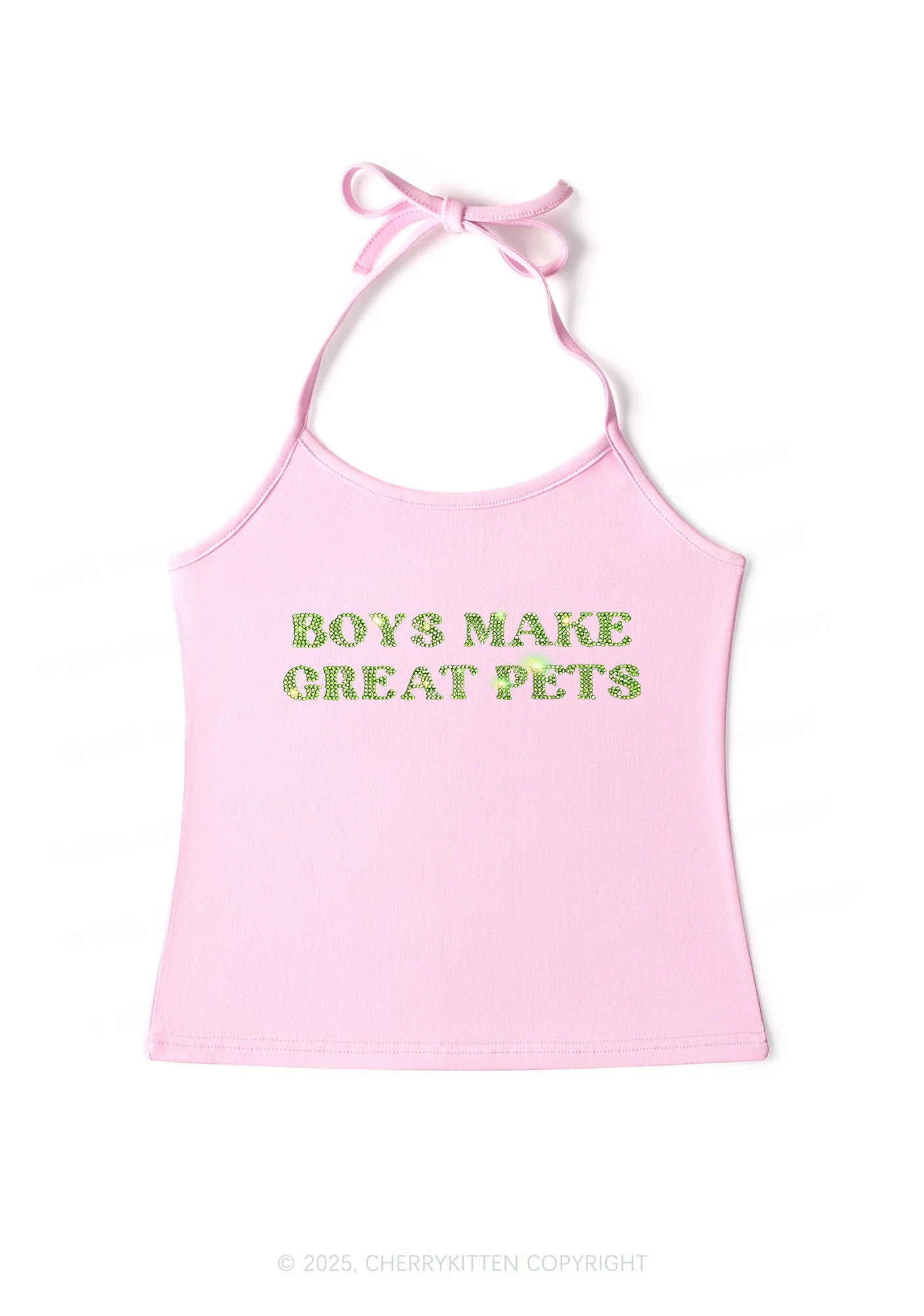 Rhinestone Boys Make Gr8 Pets Y2K Halter Neck Cami Cherrykitten - Image 7