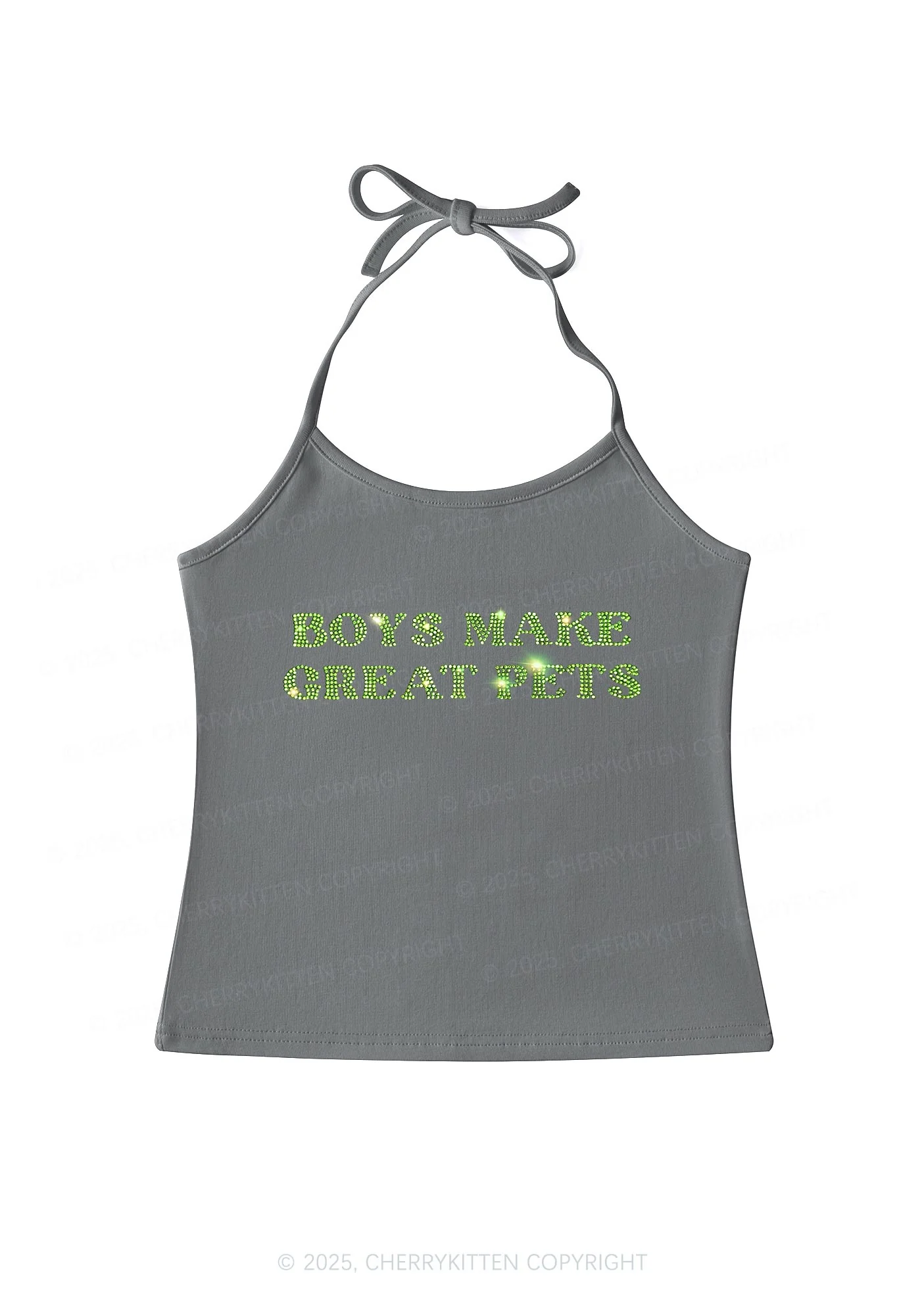 Rhinestone Boys Make Gr8 Pets Y2K Halter Neck Cami Cherrykitten - Image 8