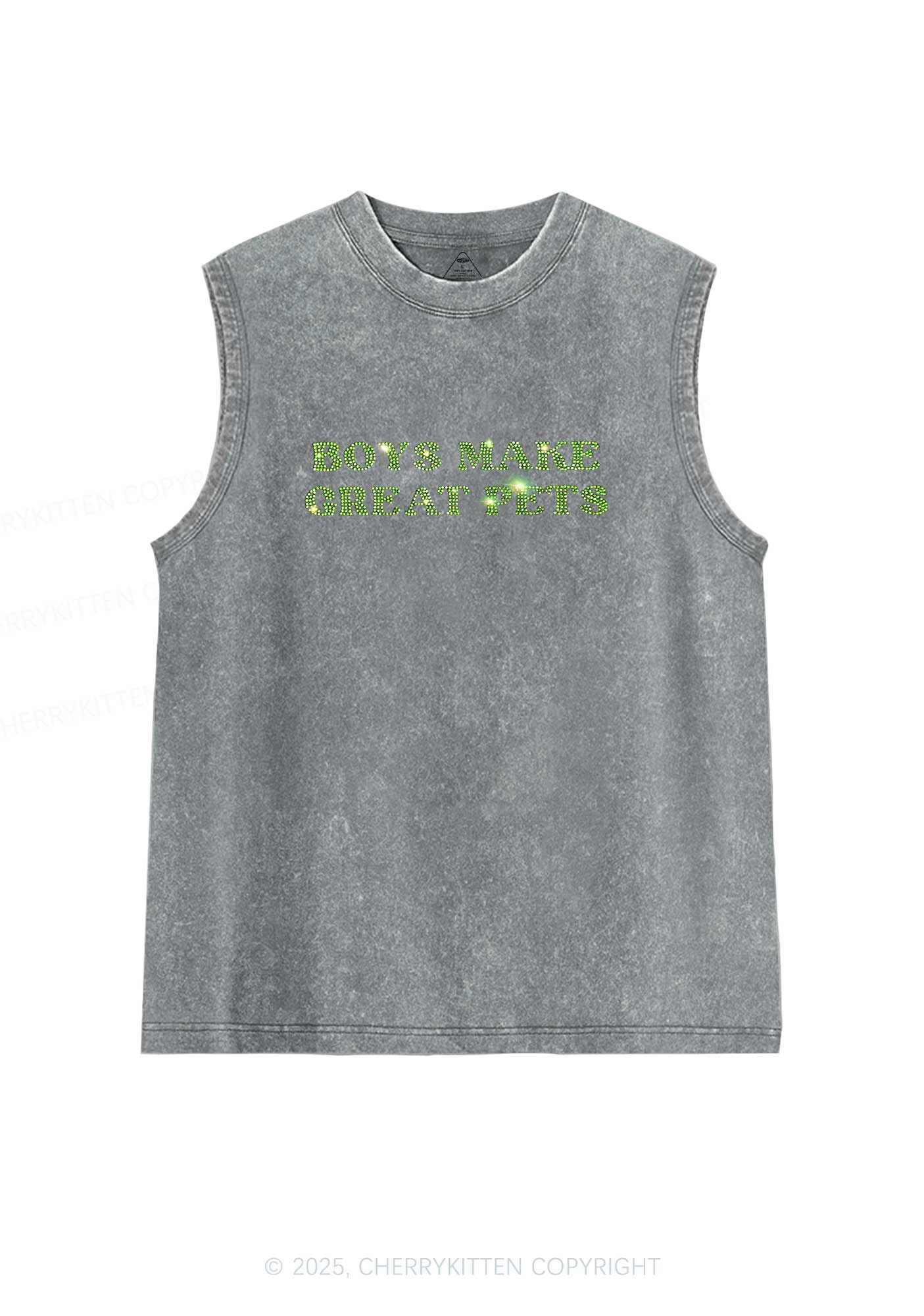 Rhinestone Boys Make Gr8 Pets Y2K Washed Muscle Tank Cherrykitten - Image 4