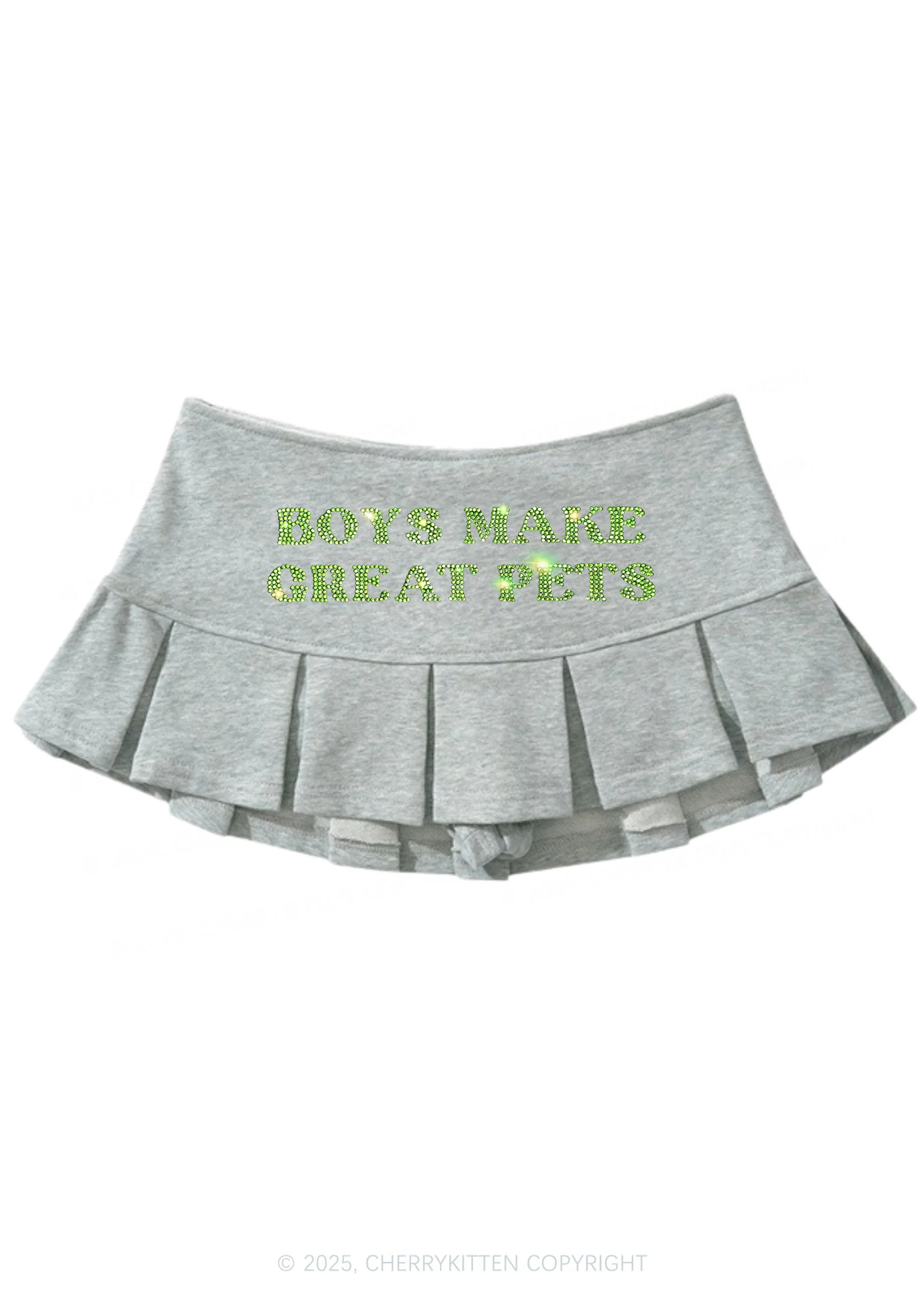 Rhinestone Boys Make Great Pets Y2K Mini Pleated Skirts Cherrykitten - Image 2