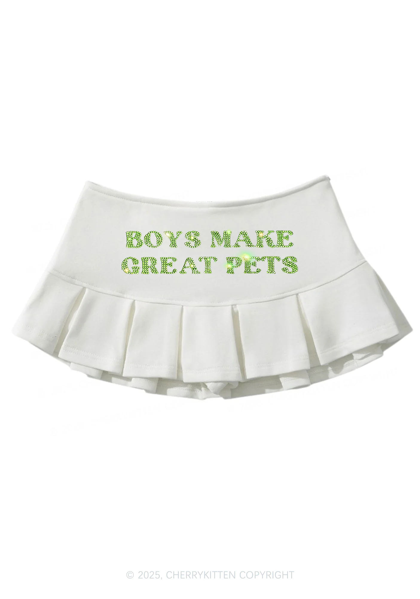 Rhinestone Boys Make Great Pets Y2K Mini Pleated Skirts Cherrykitten - Image 3