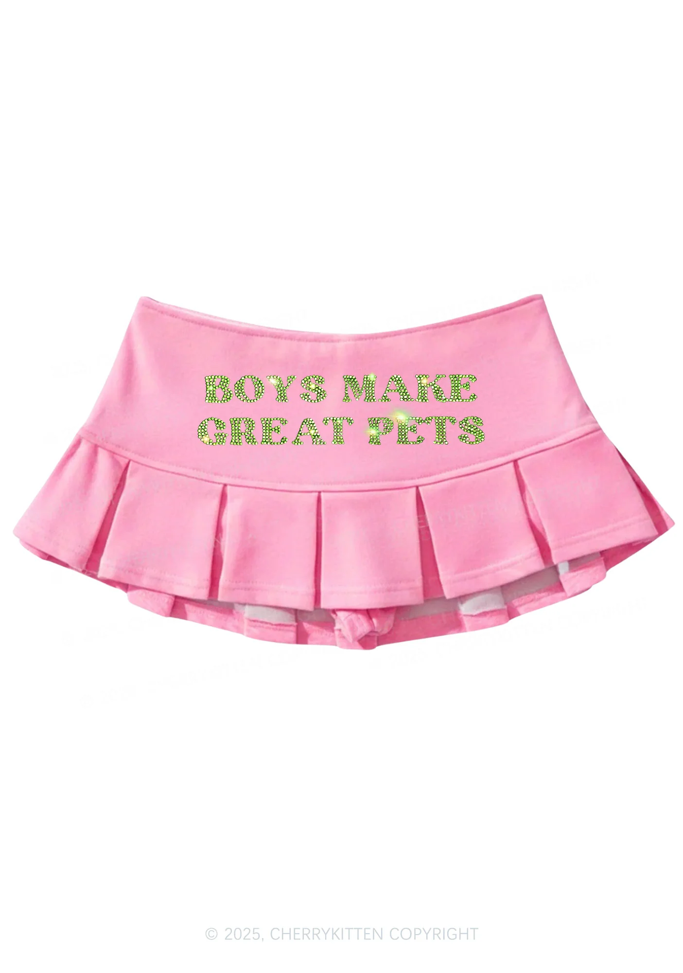 Rhinestone Boys Make Great Pets Y2K Mini Pleated Skirts Cherrykitten - Image 4