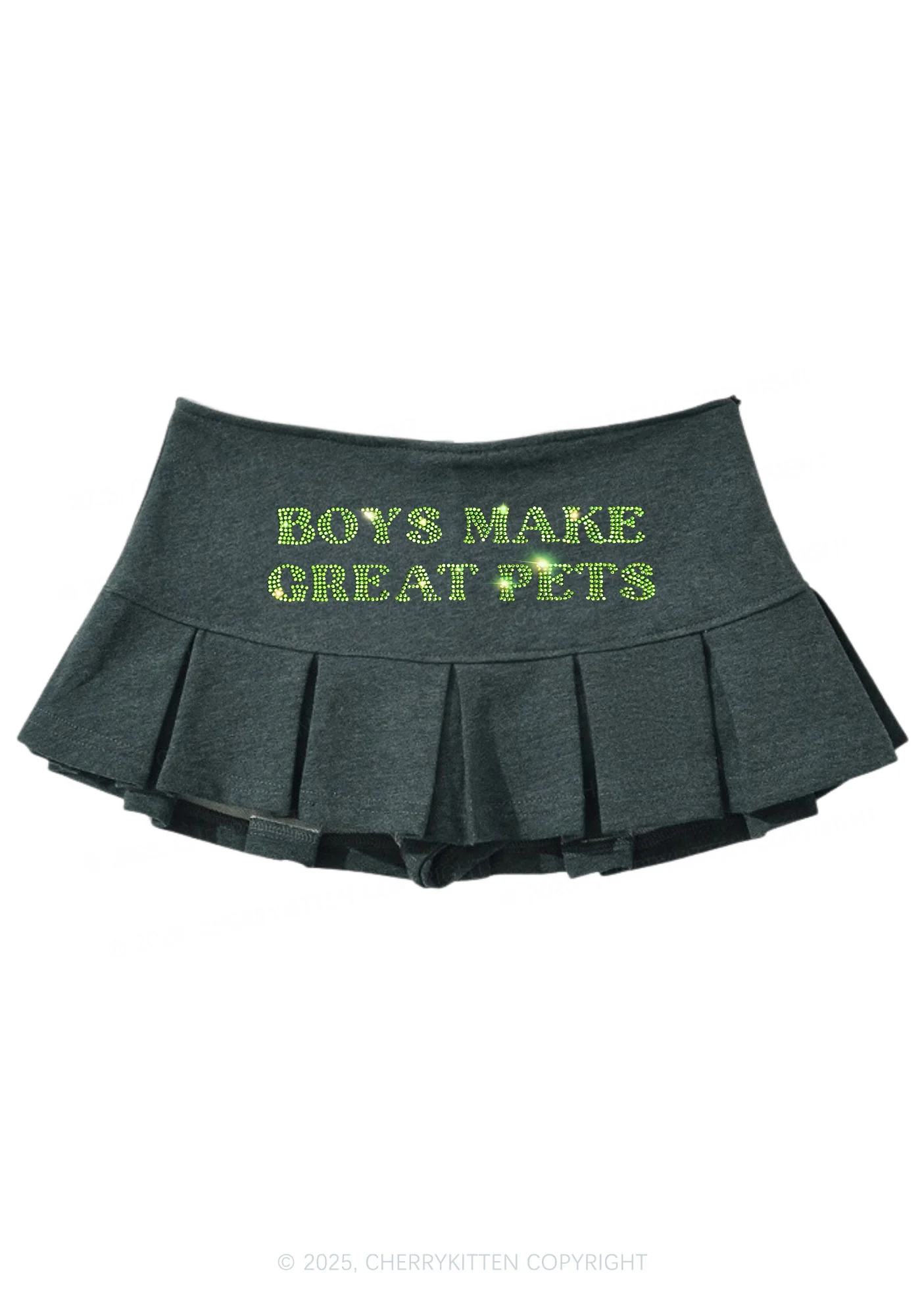 Rhinestone Boys Make Great Pets Y2K Mini Pleated Skirts Cherrykitten - Image 5