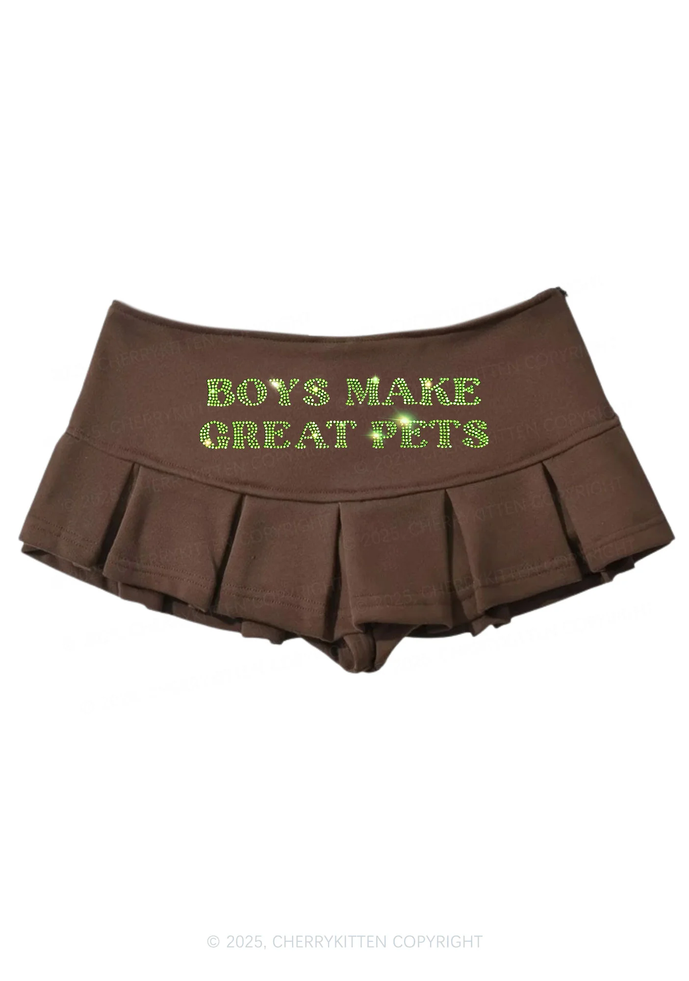 Rhinestone Boys Make Great Pets Y2K Mini Pleated Skirts Cherrykitten - Image 6