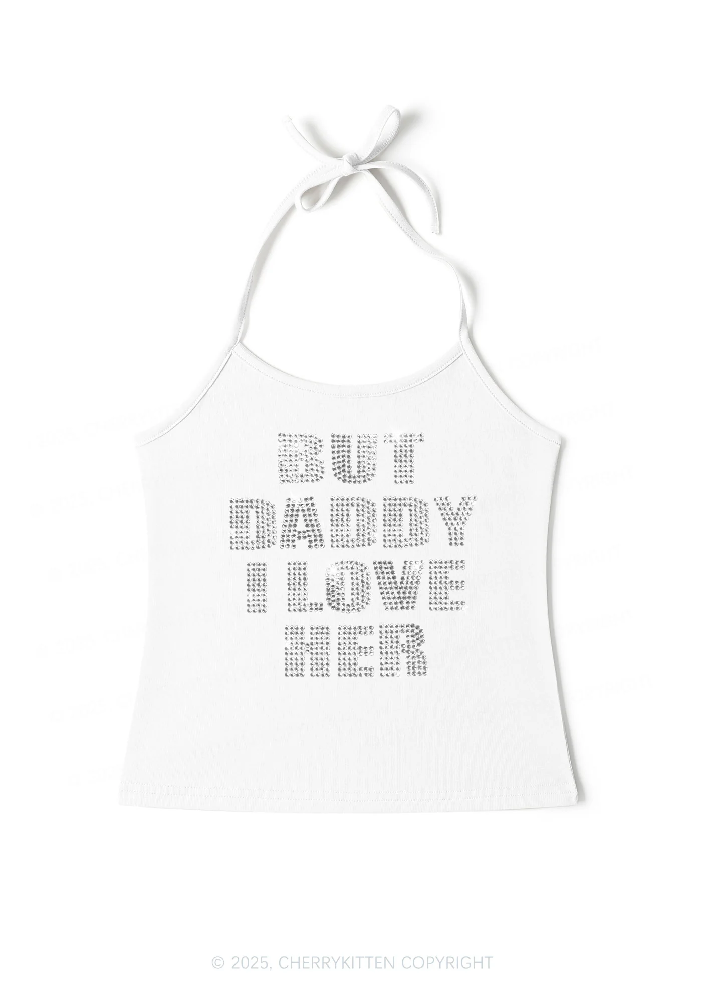 Rhinestone But Daddy I Love Her Pride Y2K Halter Neck Cami Cherrykitten - Image 2