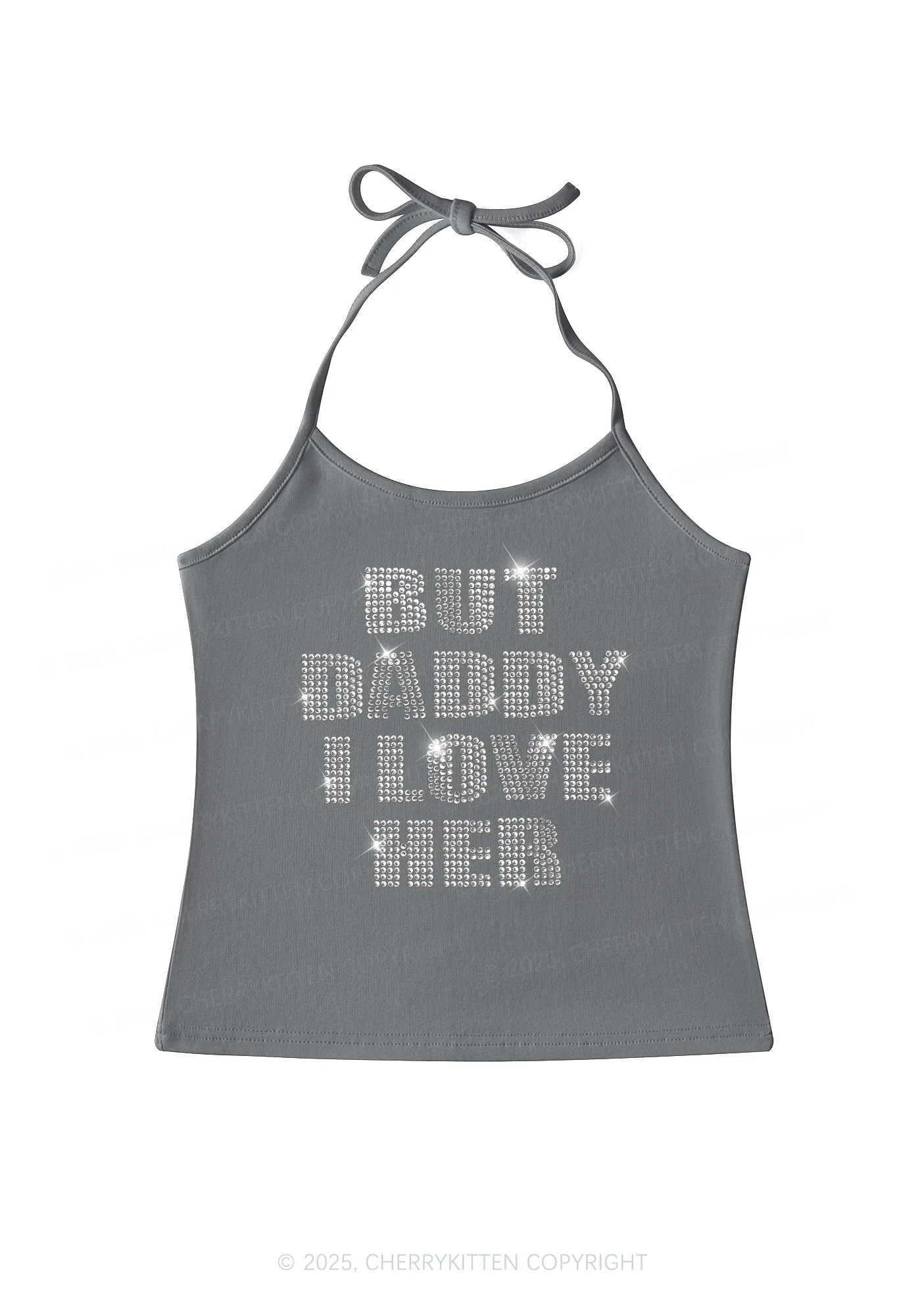 Rhinestone But Daddy I Love Her Pride Y2K Halter Neck Cami Cherrykitten - Image 3