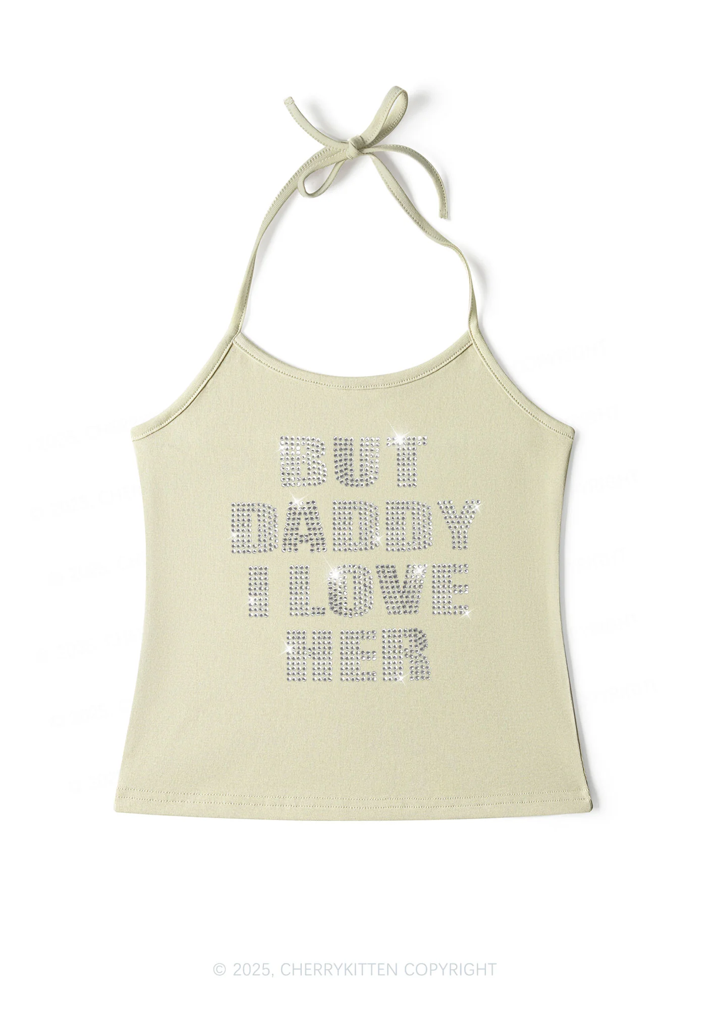 Rhinestone But Daddy I Love Her Pride Y2K Halter Neck Cami Cherrykitten - Image 5