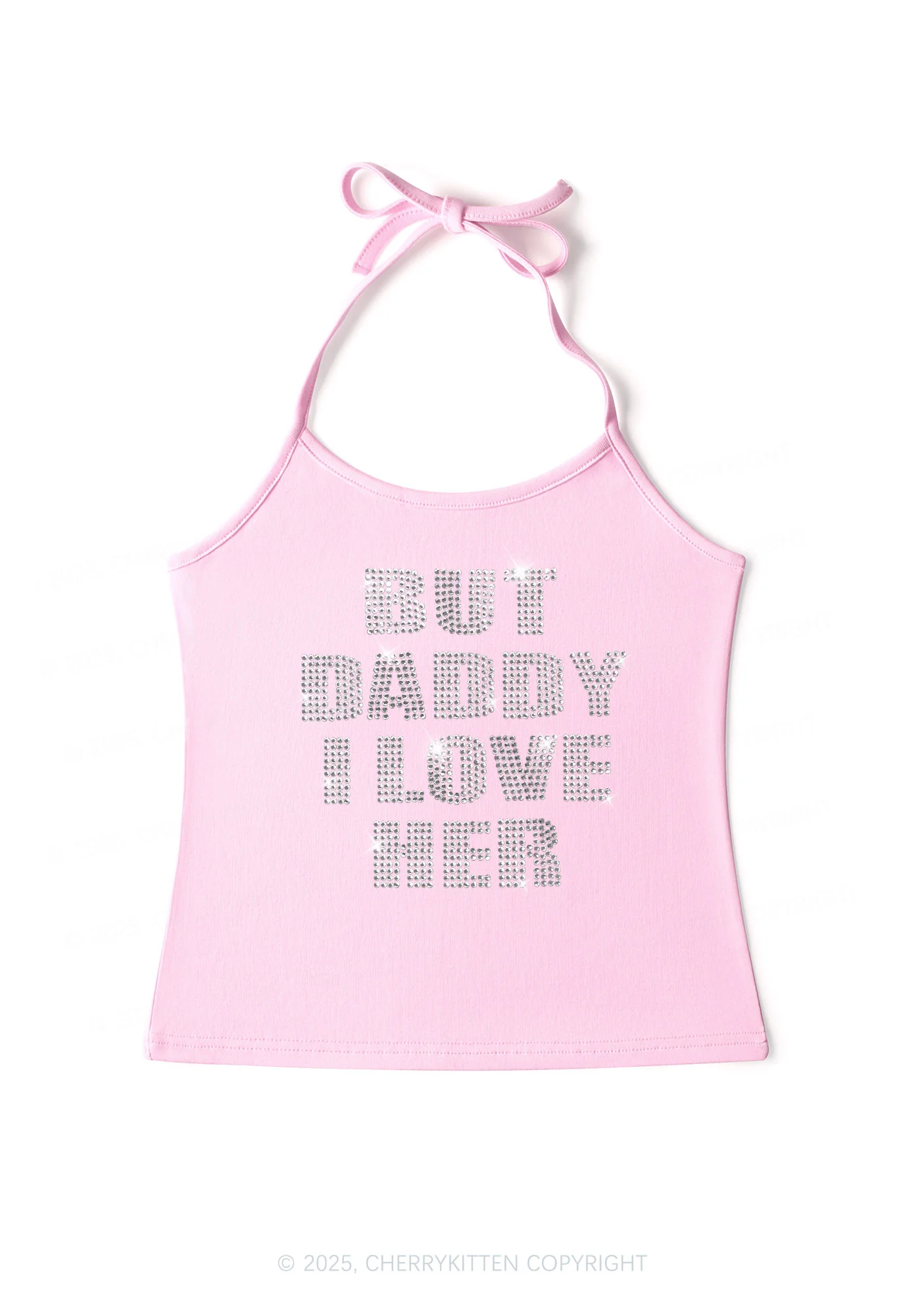 Rhinestone But Daddy I Love Her Pride Y2K Halter Neck Cami Cherrykitten - Image 6