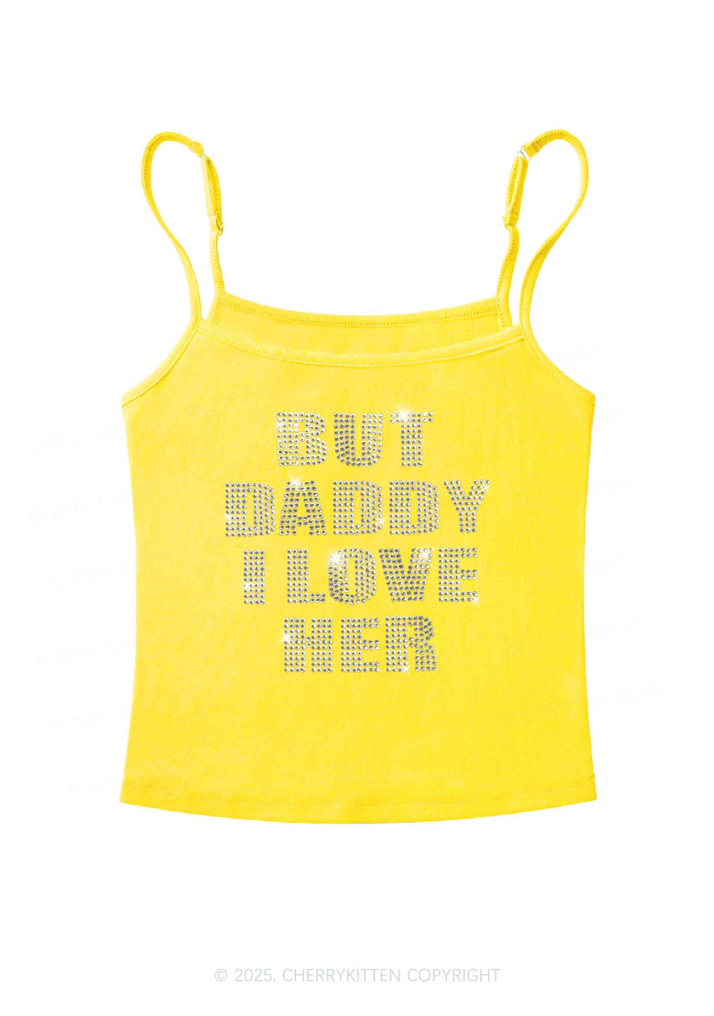 Rhinestone But Daddy I Love Her Pride Y2K Spaghetti Strap Cami Cherrykitten - Image 4