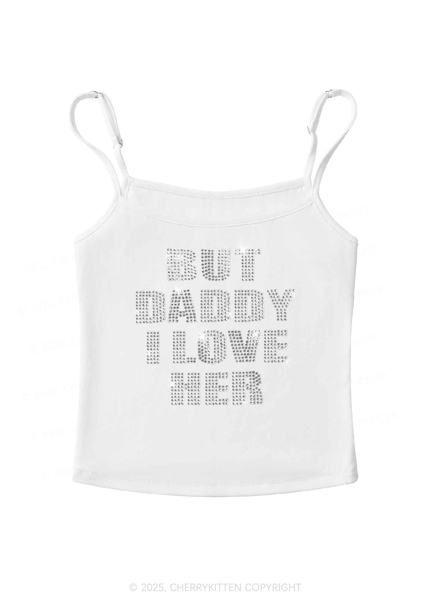 Rhinestone But Daddy I Love Her Pride Y2K Spaghetti Strap Cami Cherrykitten - Image 5