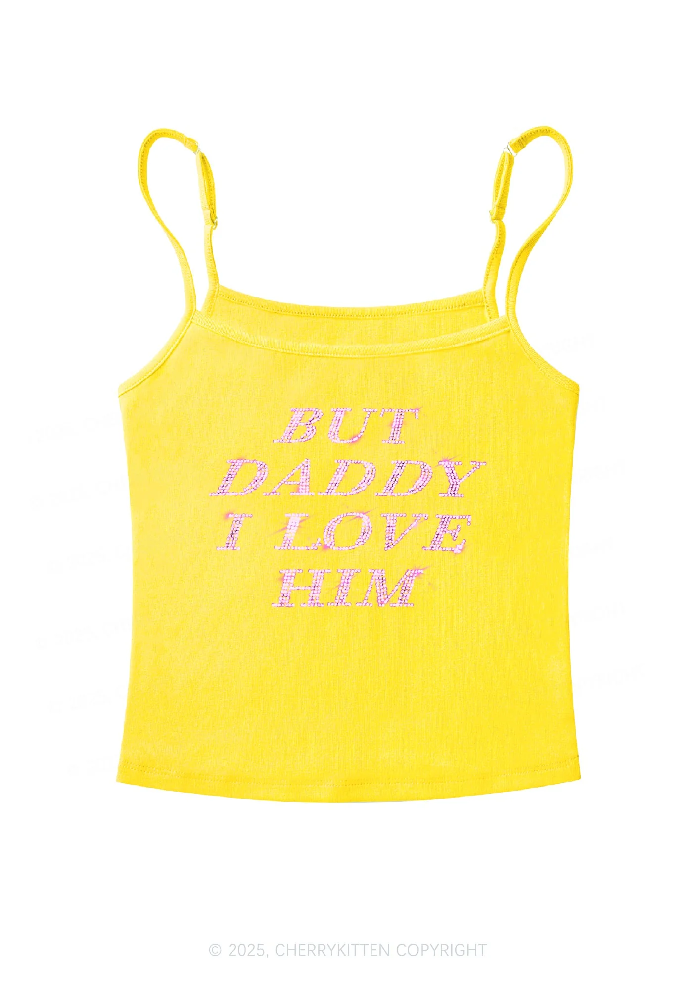 Rhinestone But Daddy I Love Him Y2K Spaghetti Strap Cami Cherrykitten - Image 7