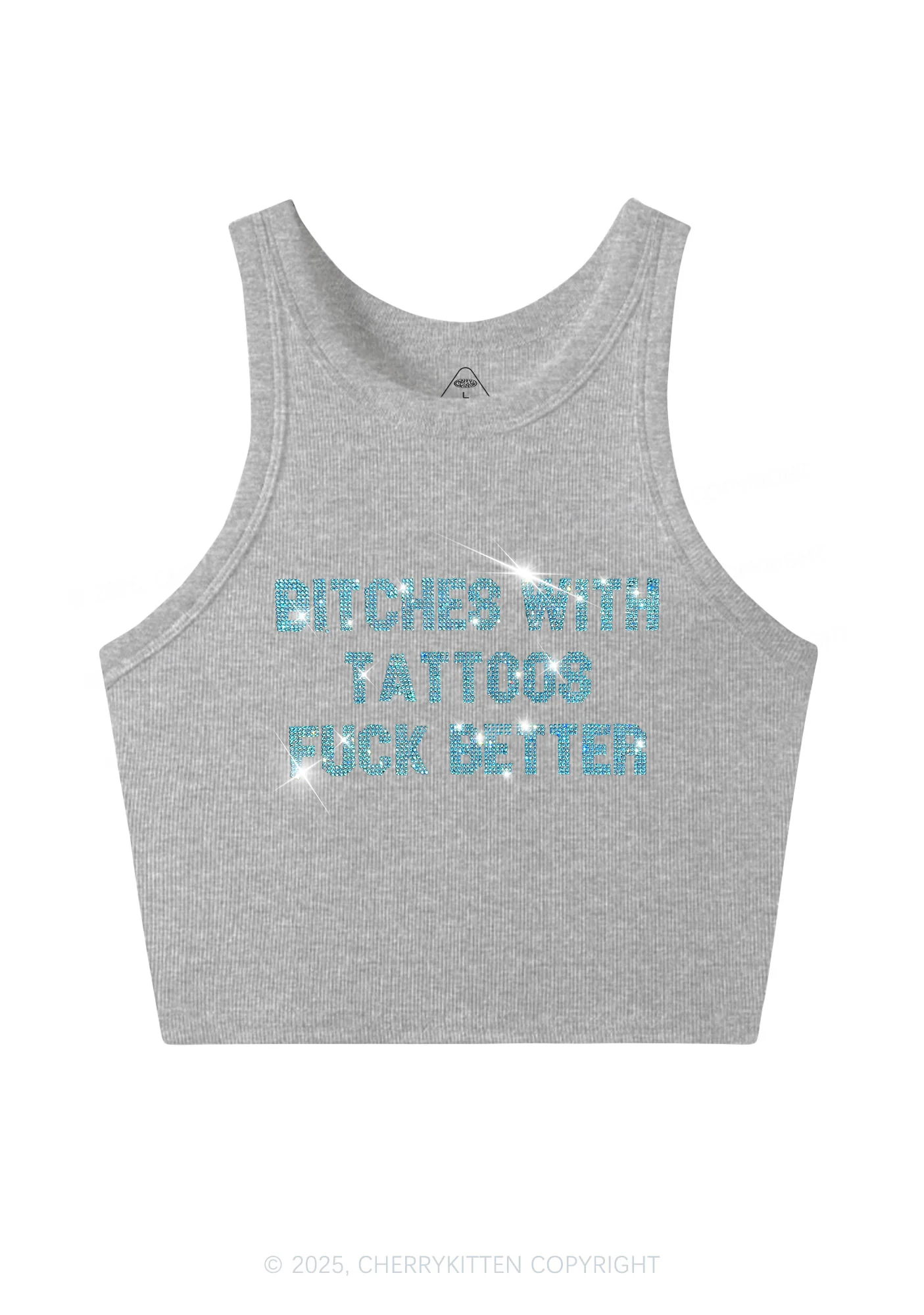 Rhinestone Bxxches With Tattoos Fxxk Better Y2K Crop Tank Top Cherrykitten - Image 4
