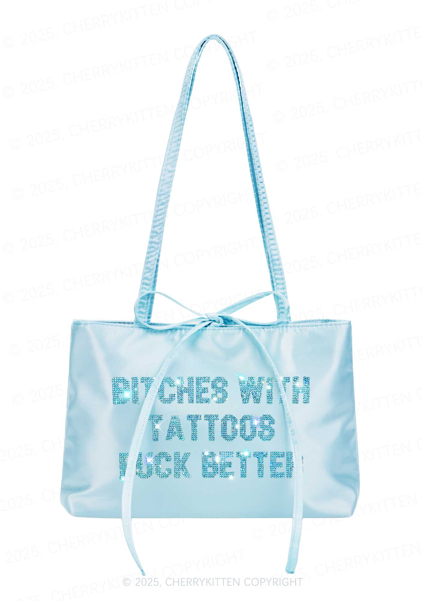 Rhinestone Bxxches With Tattoos Fxxk Better Y2K Satin Bags Cherrykitten - Image 3