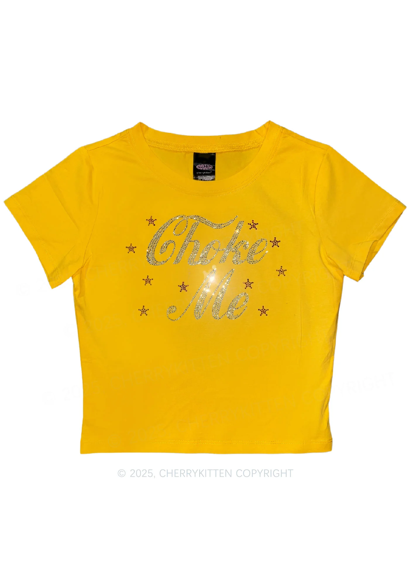 Rhinestone Choke Me Y2K Baby Tee Cherrykitten - Image 2