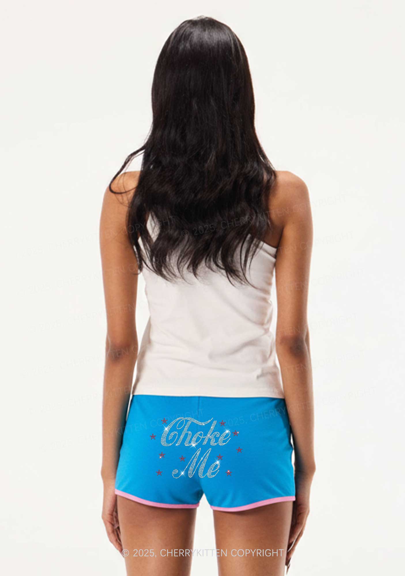 Rhinestone Choke Me Y2K Booty Shorts Cherrykitten - Image 2