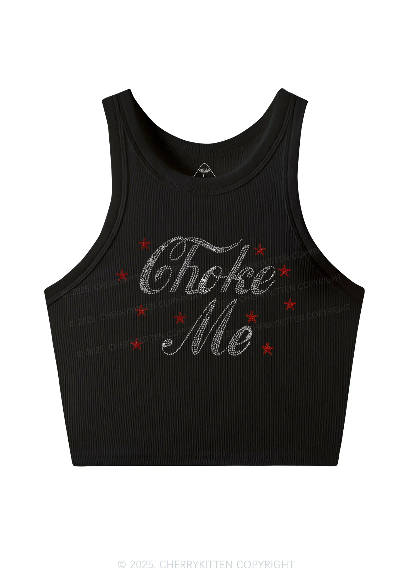 Rhinestone Choke Me Y2K Crop Tank Top Cherrykitten - Image 3