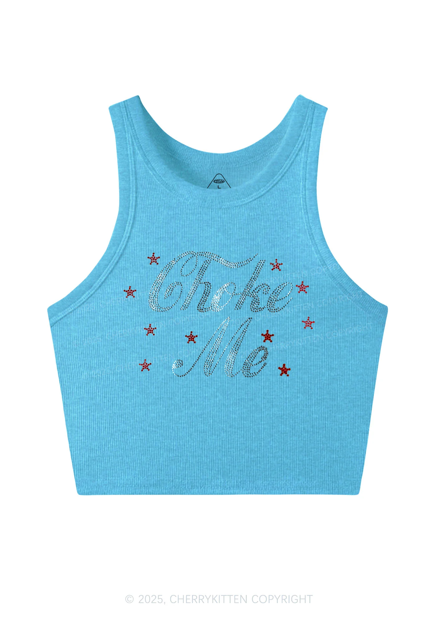 Rhinestone Choke Me Y2K Crop Tank Top Cherrykitten - Image 4