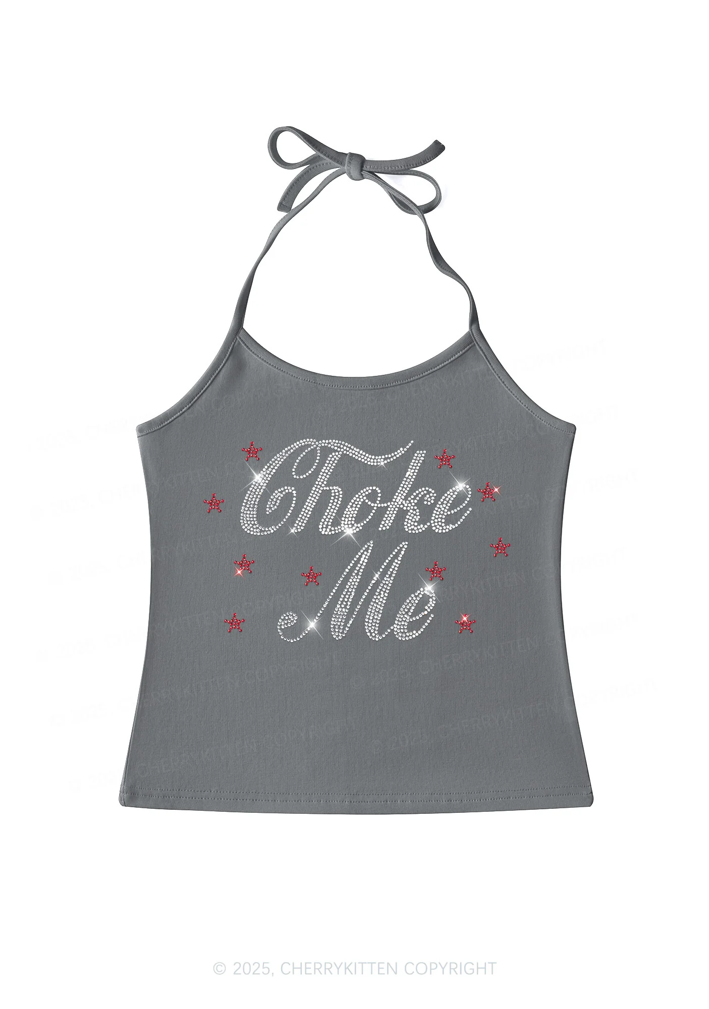 Rhinestone Choke Me Y2K Halter Neck Cami Cherrykitten - Image 3