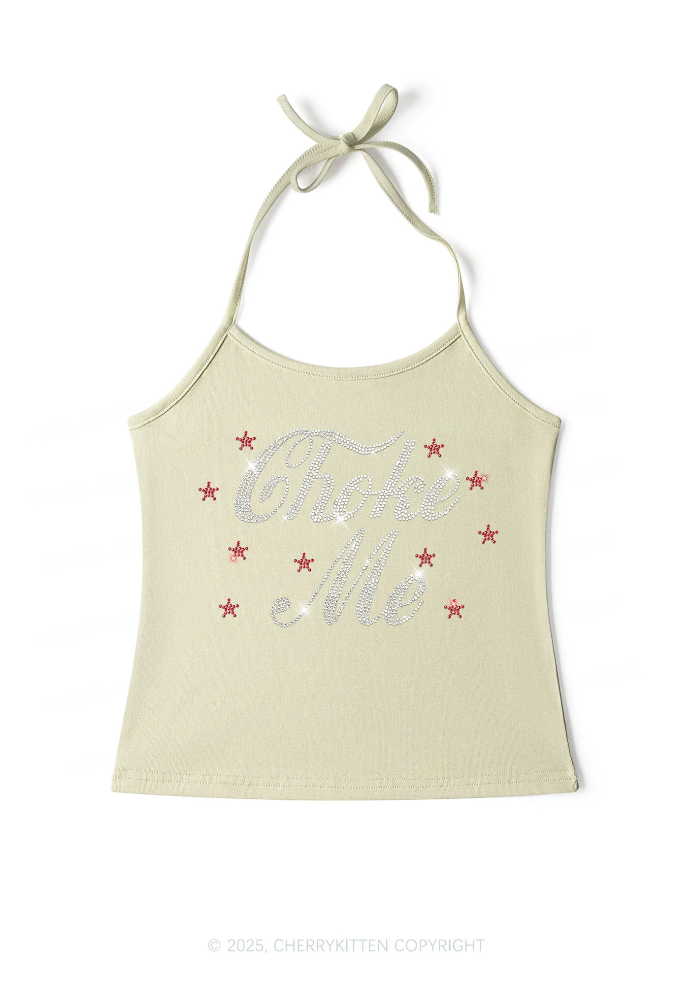 Rhinestone Choke Me Y2K Halter Neck Cami Cherrykitten - Image 5