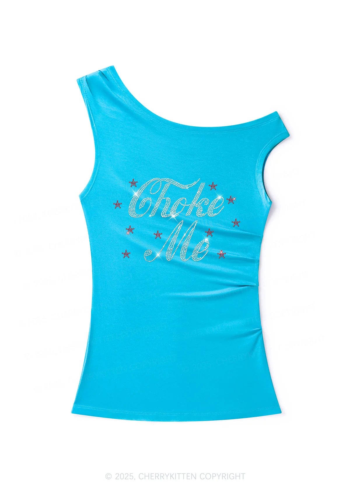 Rhinestone Choke Me Y2K Off Shoulder Tank Top Cherrykitten - Image 2