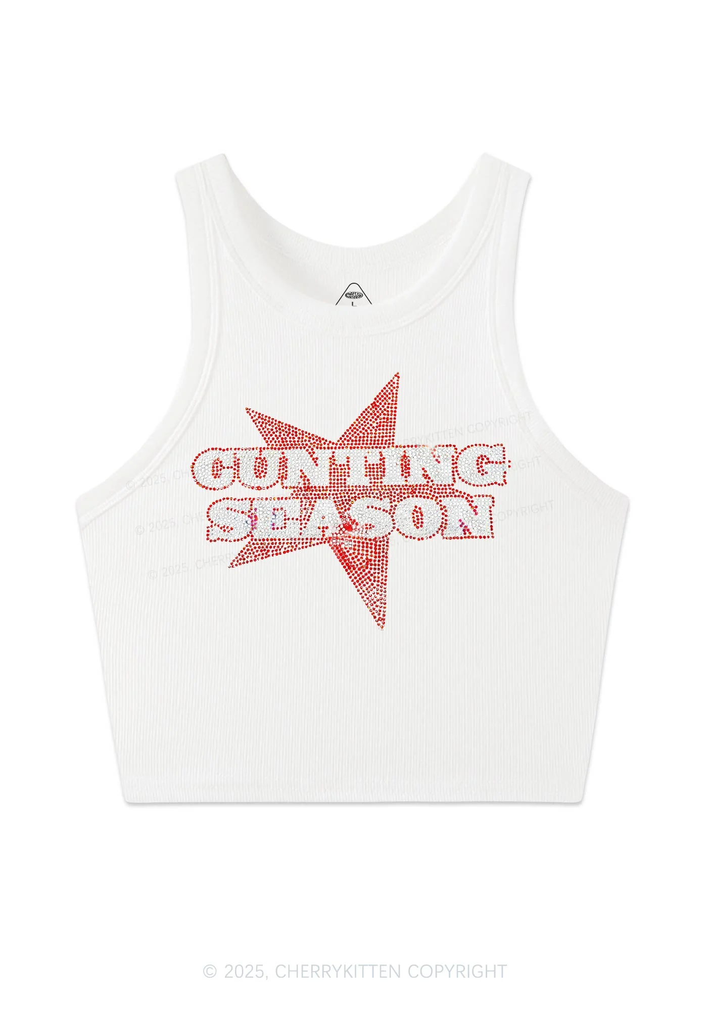Rhinestone Cunting Season Y2K Crop Tank Top Cherrykitten - Image 3