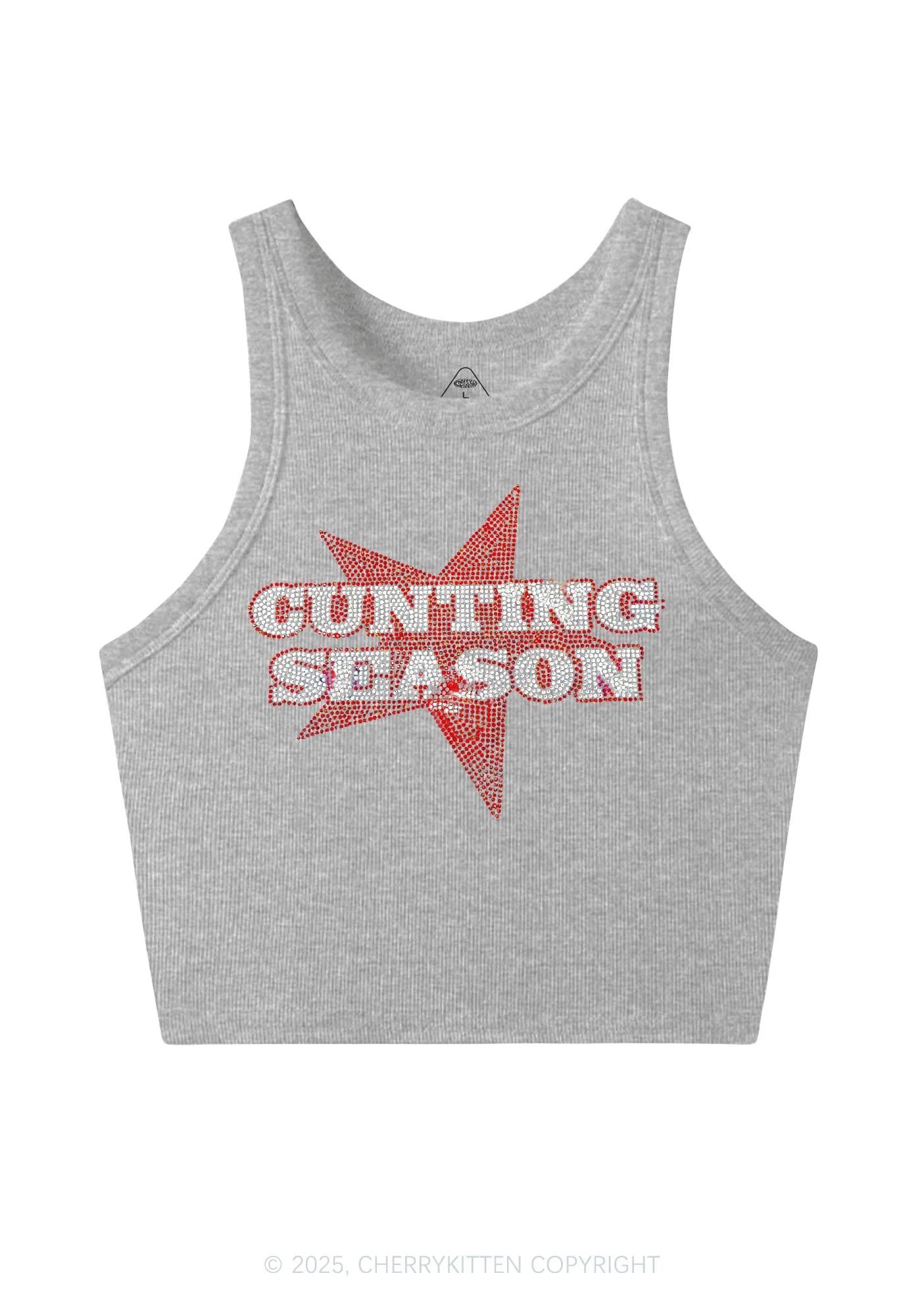 Rhinestone Cunting Season Y2K Crop Tank Top Cherrykitten - Image 4