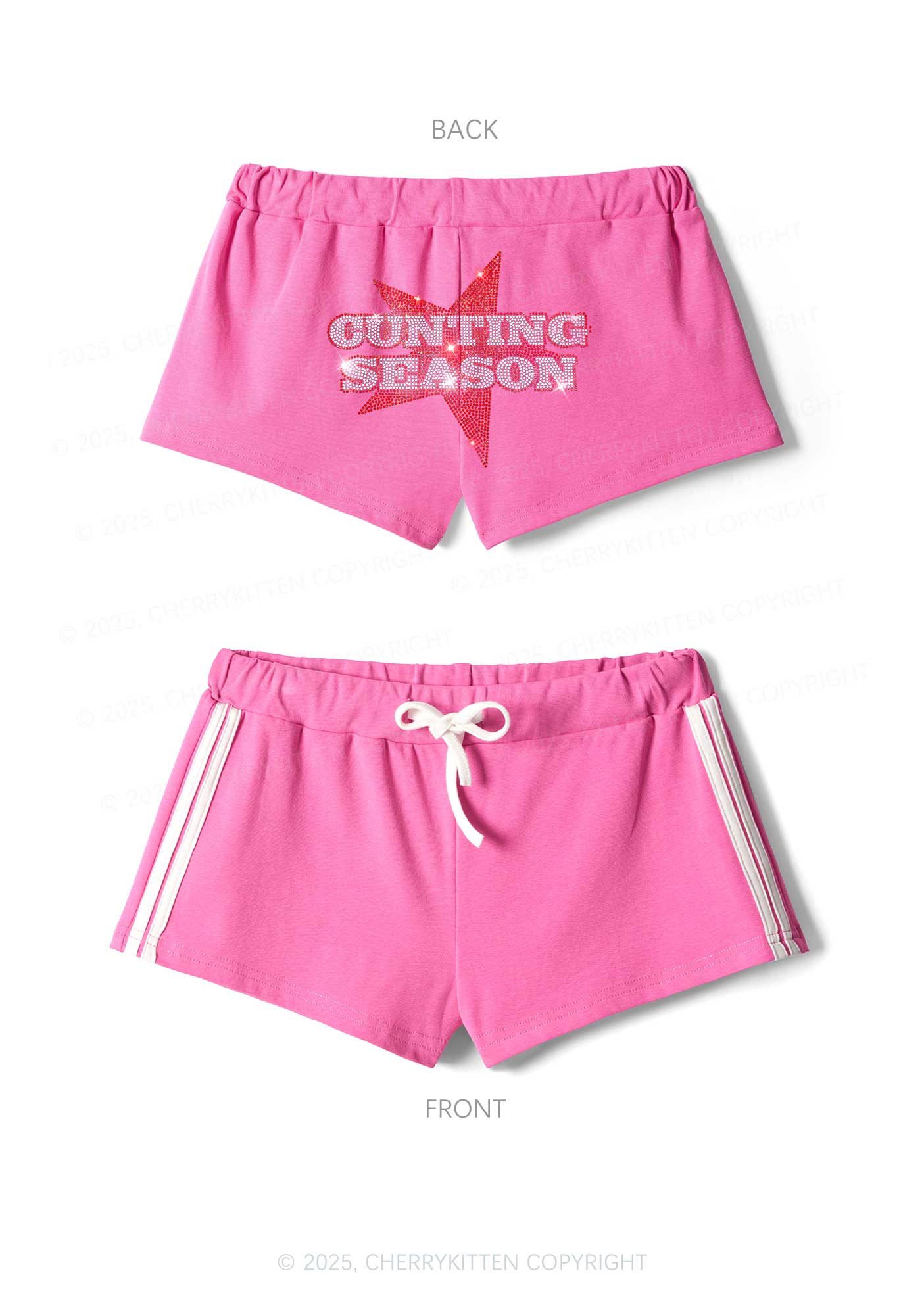 Rhinestone Cunting Season Y2K Drawstring Mini Shorts Cherrykitten - Image 4