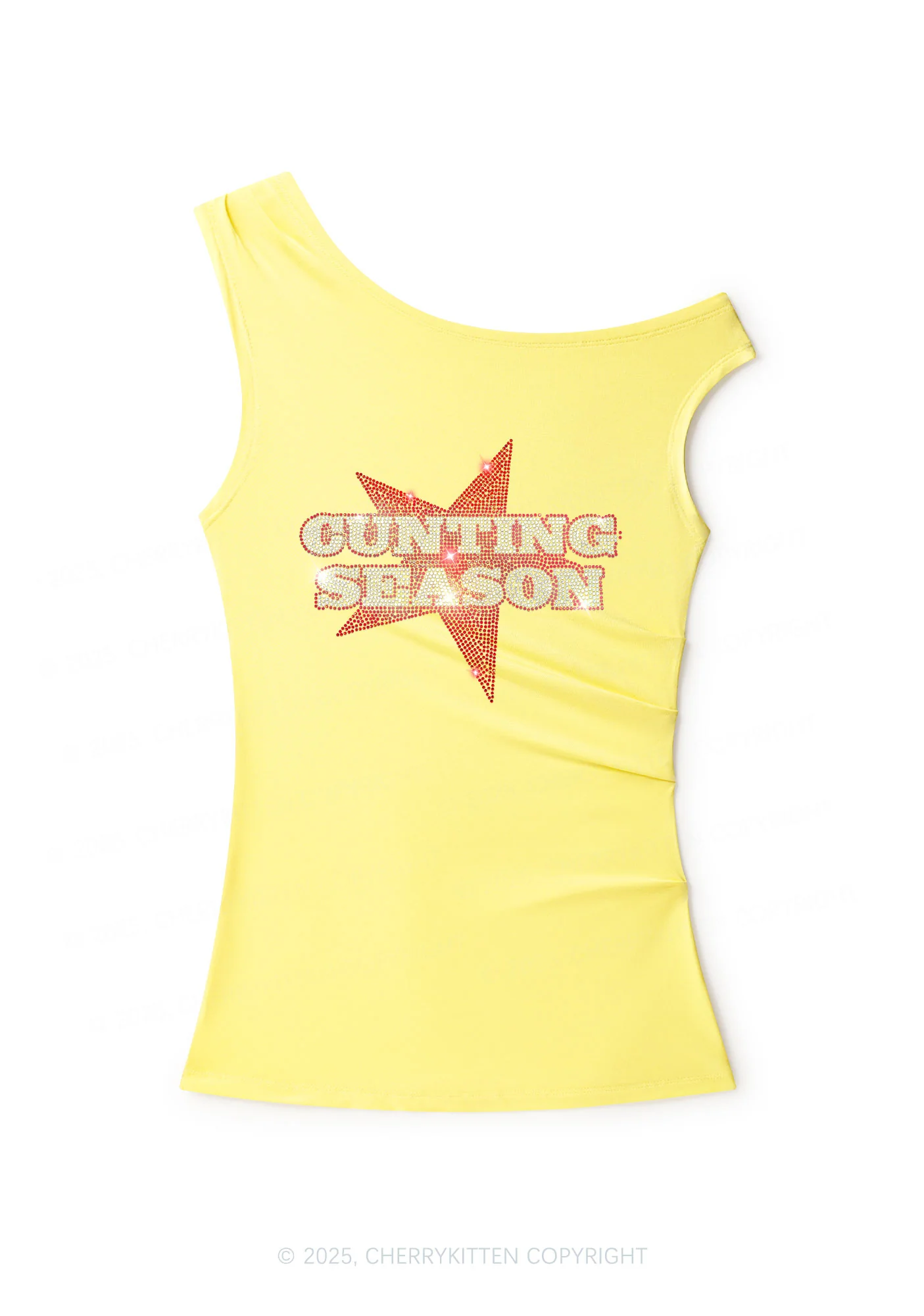 Rhinestone Cunting Season Y2K Off Shoulder Tank Top Cherrykitten - Image 2