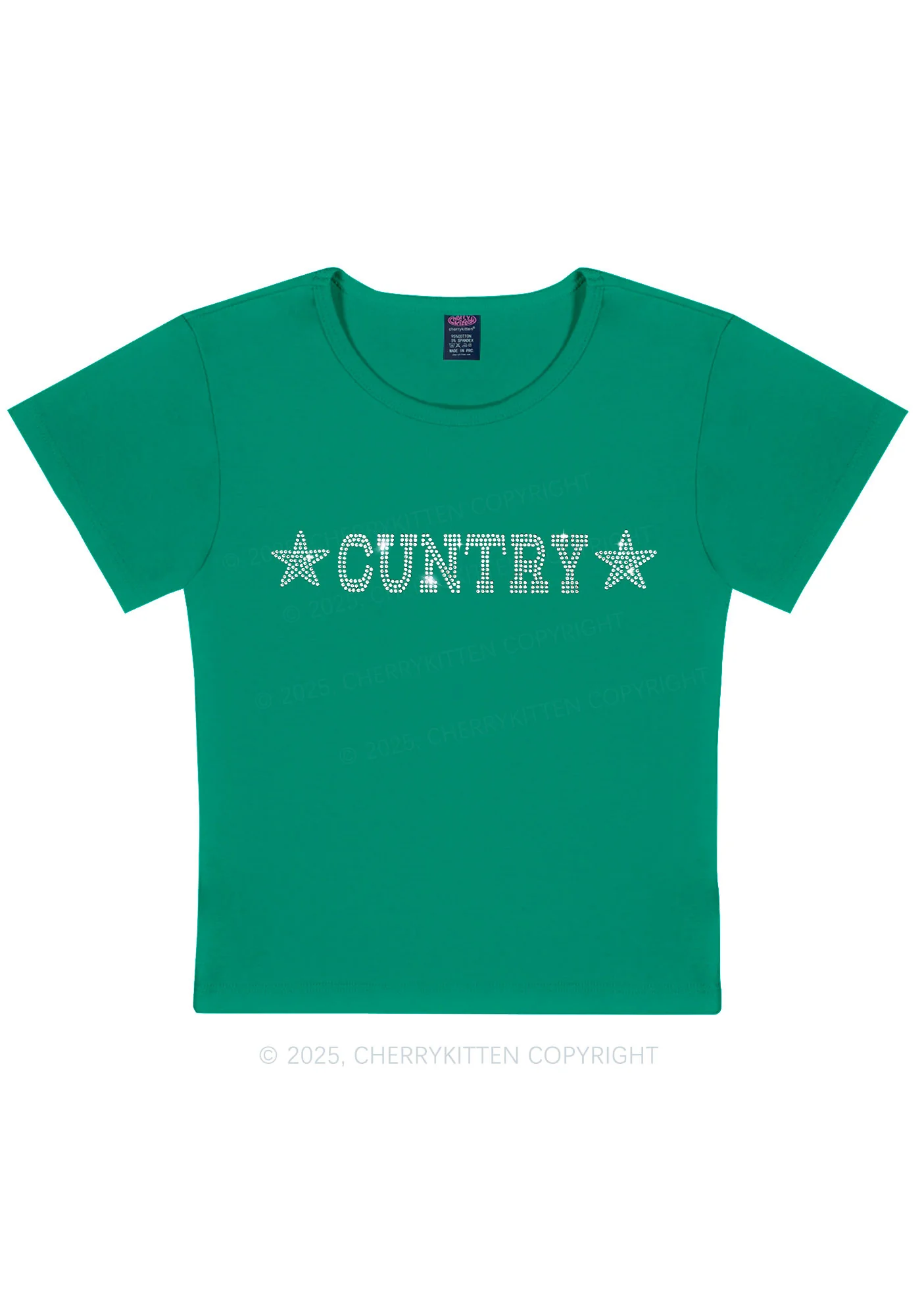 Rhinestone Cuntry Y2K Baby Tee Cherrykitten - Image 10