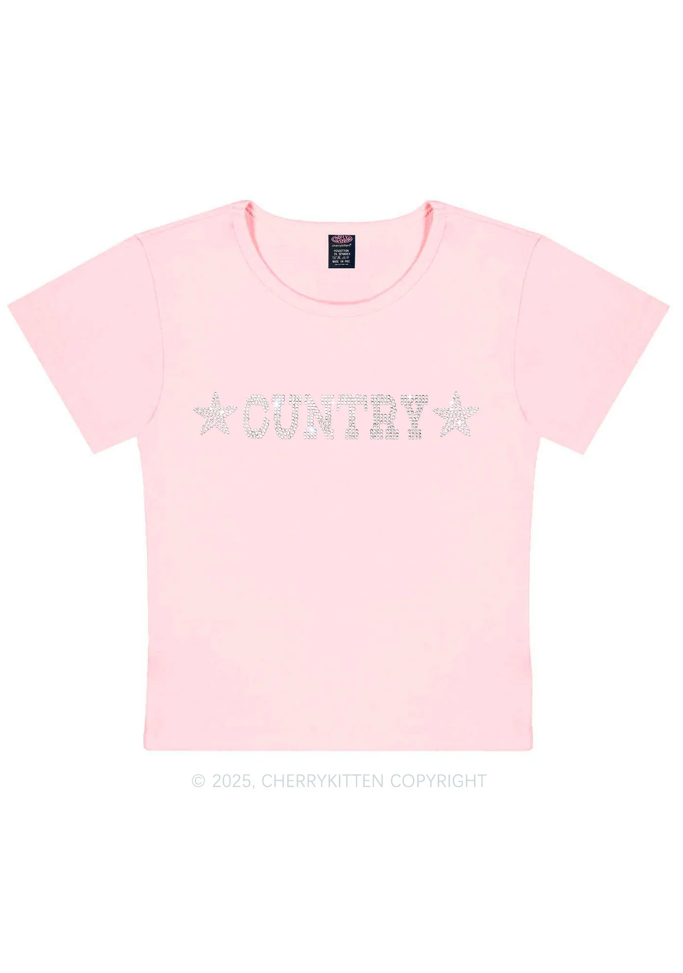 Rhinestone Cuntry Y2K Baby Tee Cherrykitten - Image 13