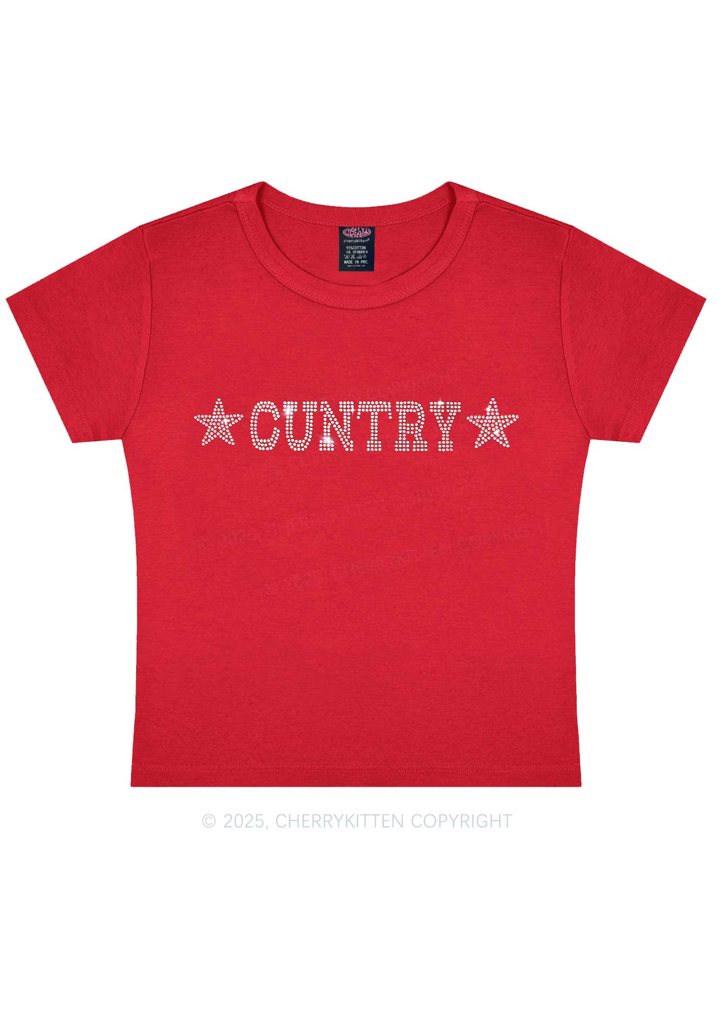 Rhinestone Cuntry Y2K Baby Tee Cherrykitten - Image 7