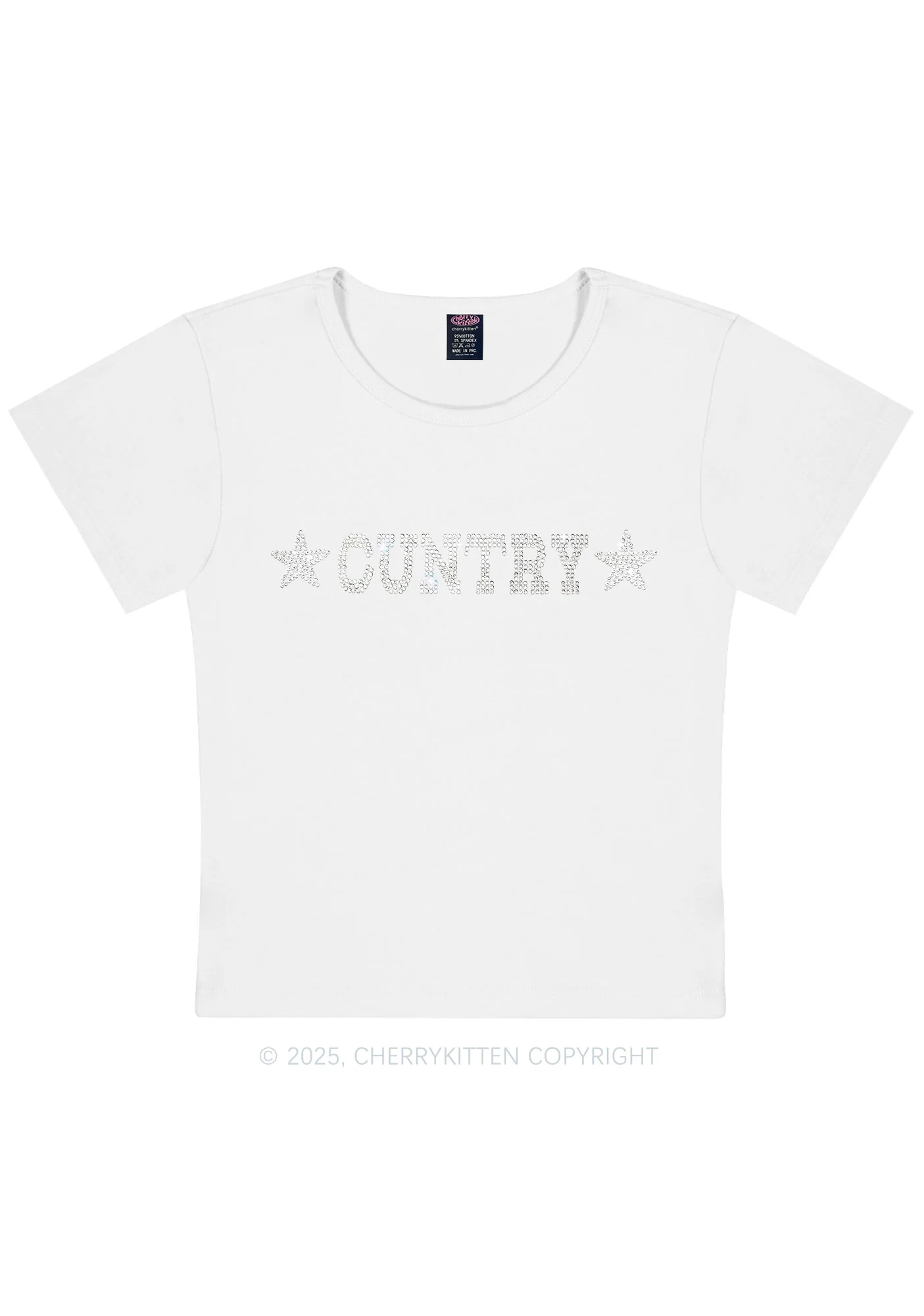 Rhinestone Cuntry Y2K Baby Tee Cherrykitten - Image 9