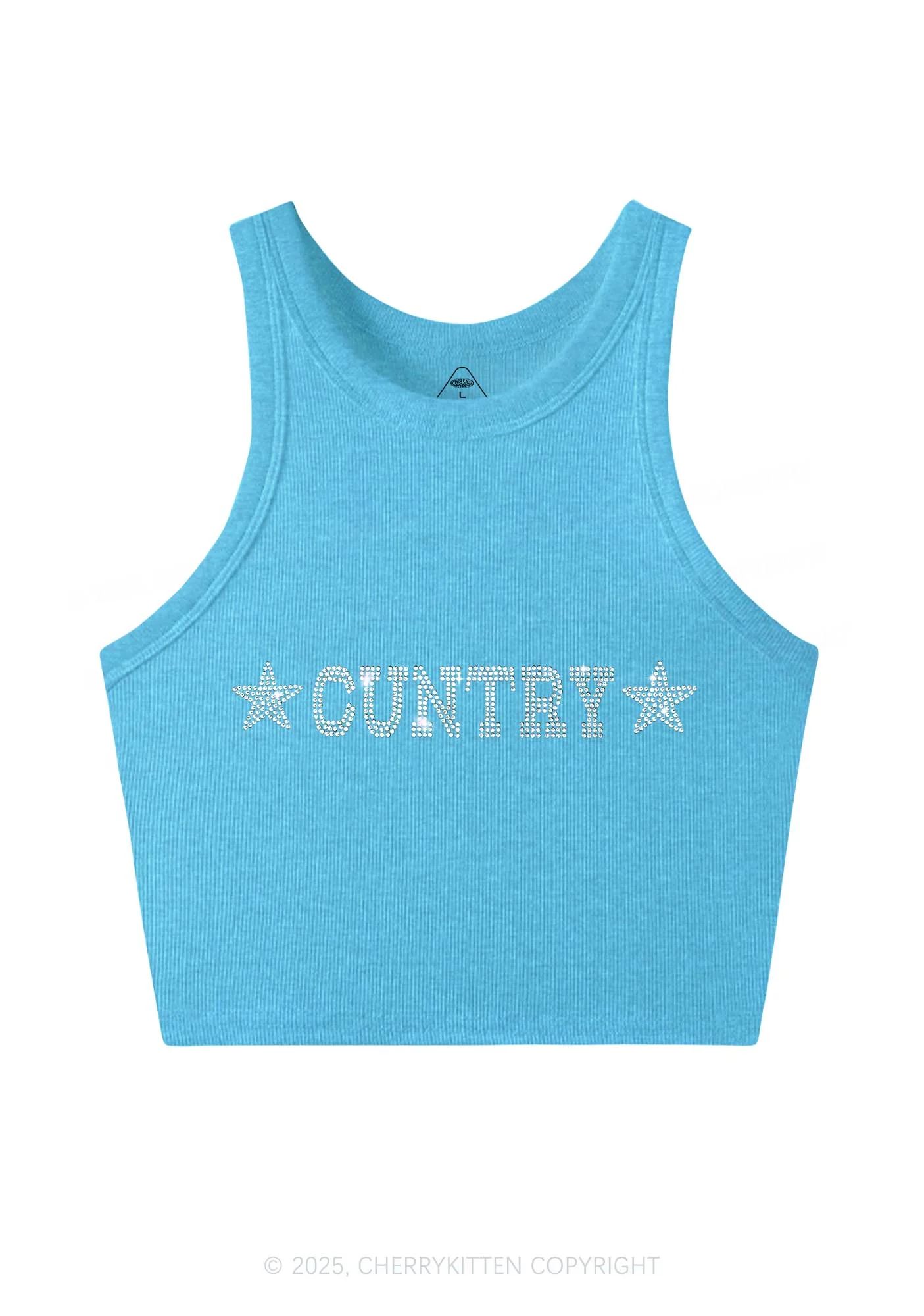 Rhinestone Cuntry Y2K Crop Tank Top Cherrykitten - Image 3