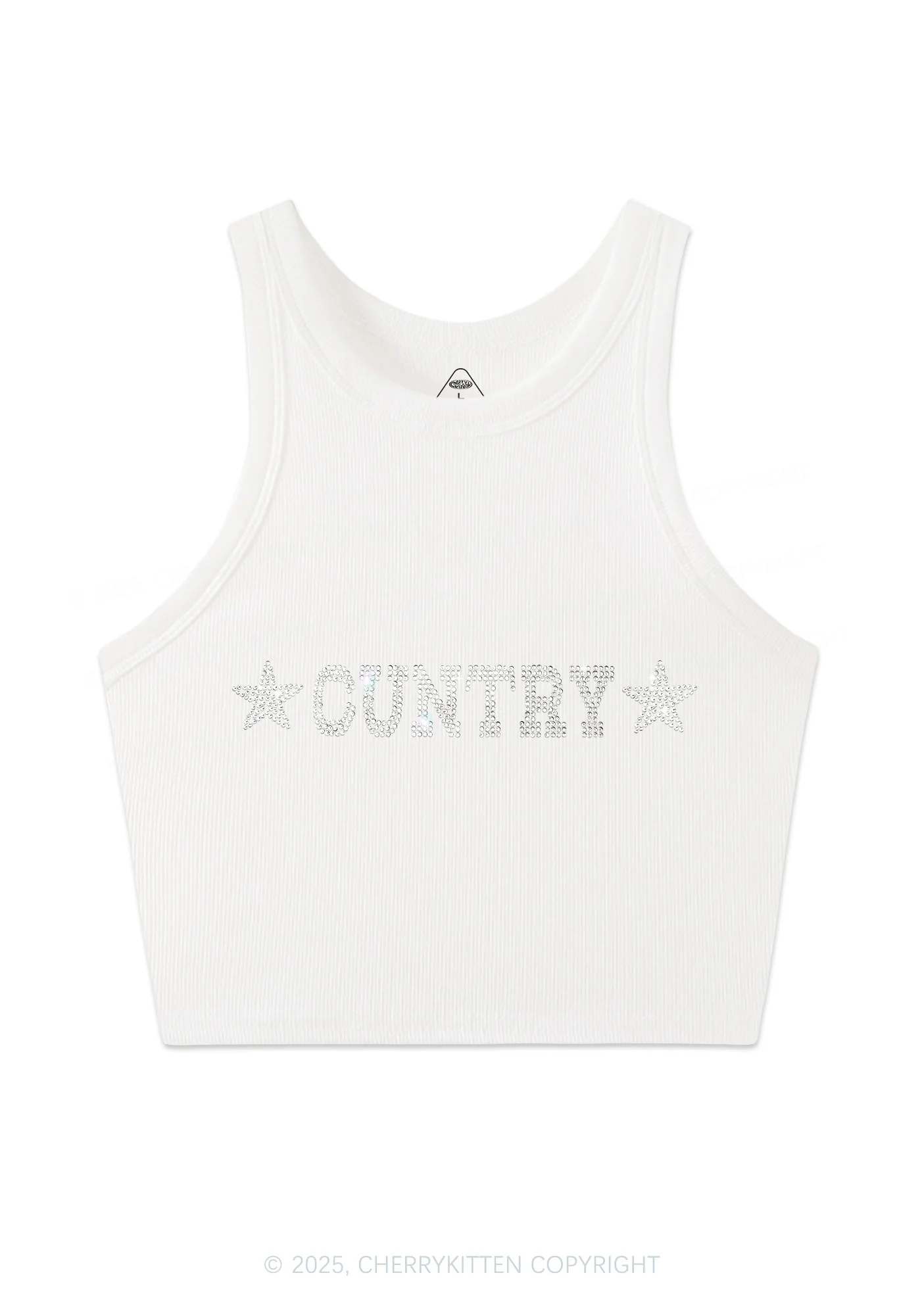 Rhinestone Cuntry Y2K Crop Tank Top Cherrykitten - Image 5